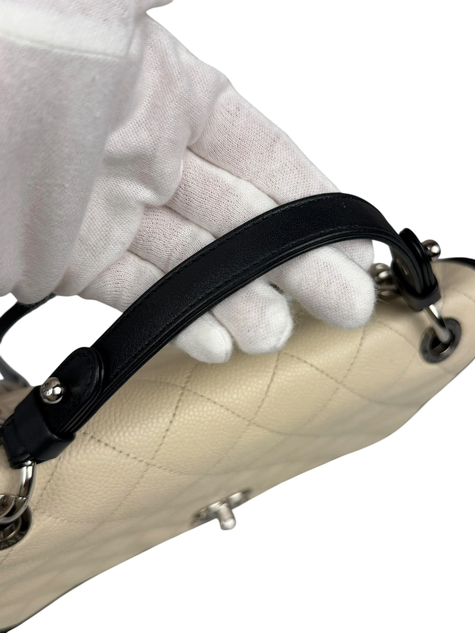 Chanel White Caviar Quilted Top Handle Flap Bag 2018 - Image 5