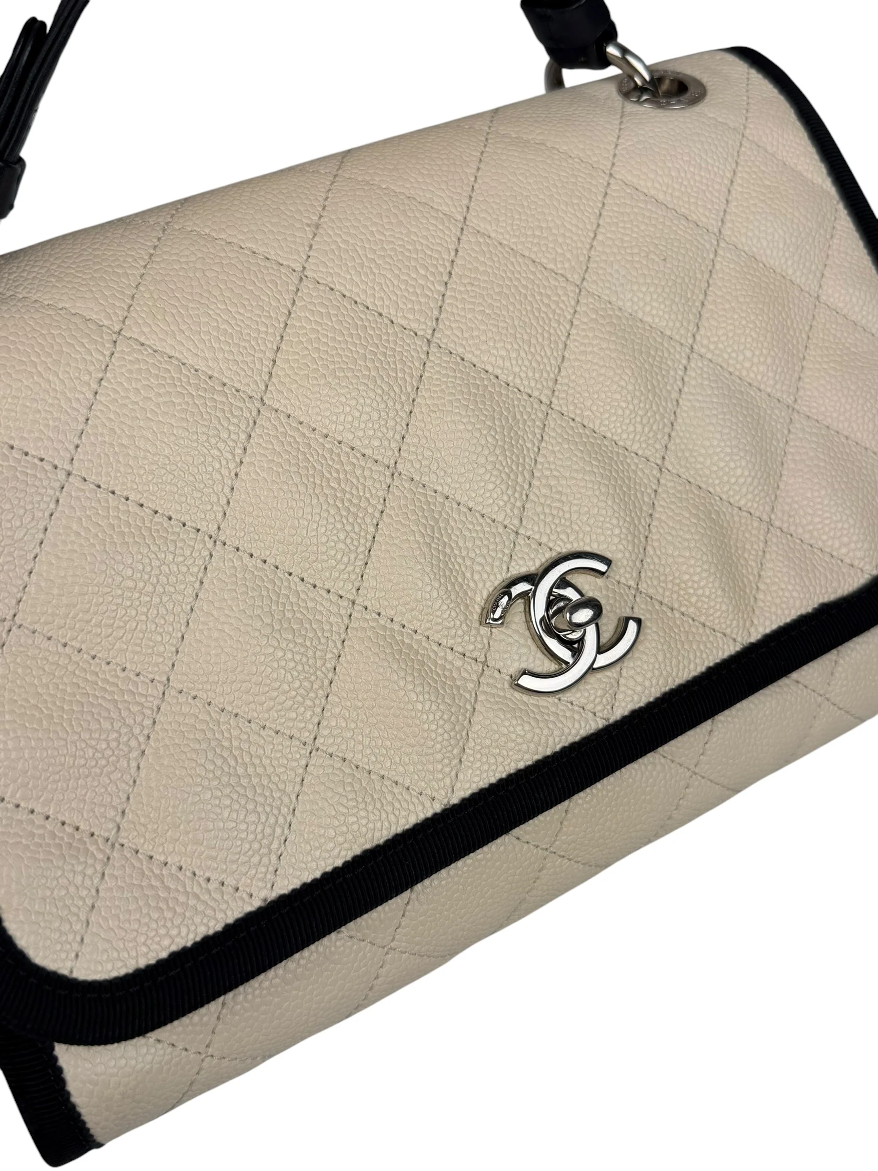 Chanel White Caviar Quilted Top Handle Flap Bag 2018 - Image 6