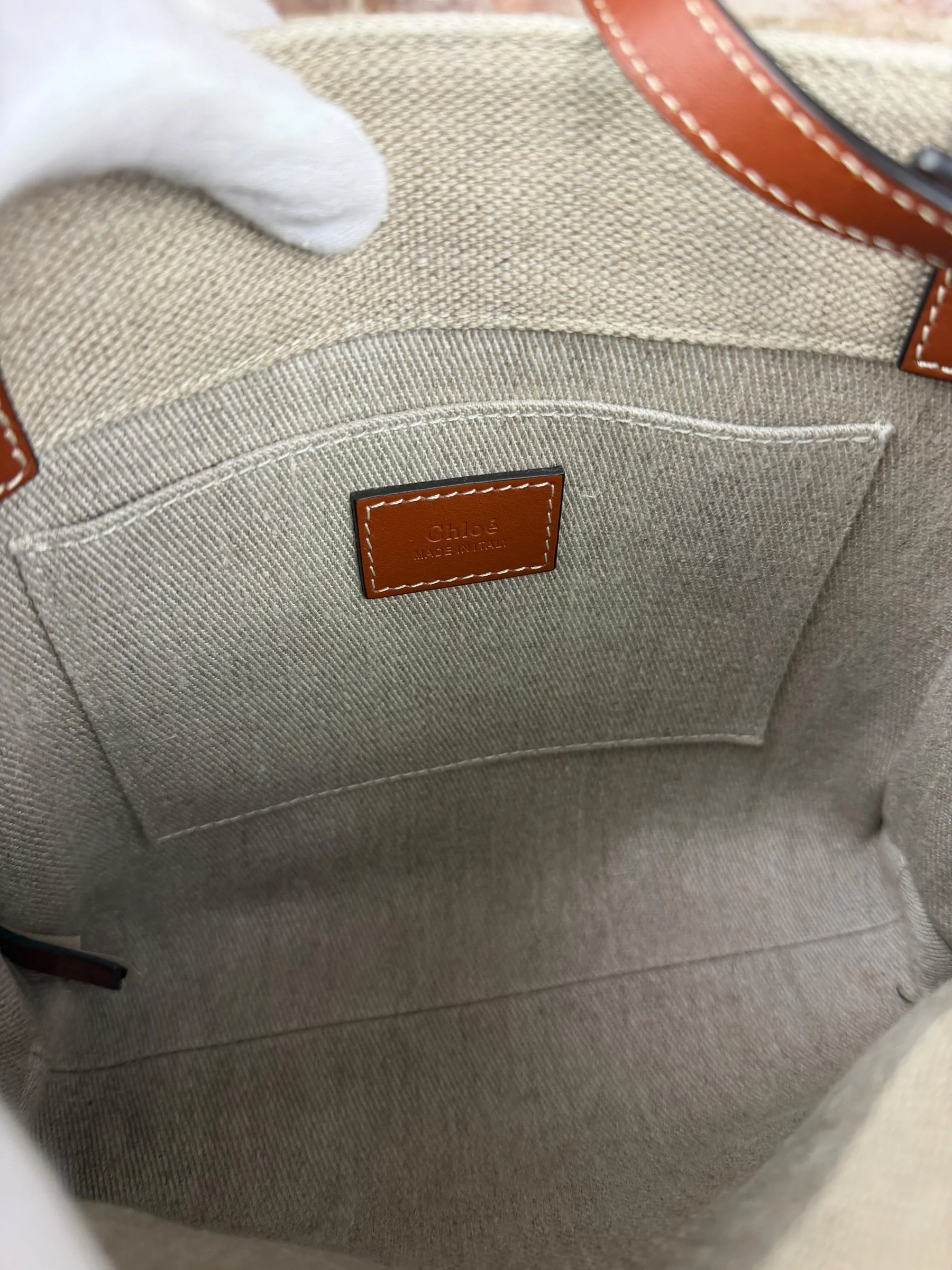 Chloé Beige Canvas S Woody Tote - Image 14