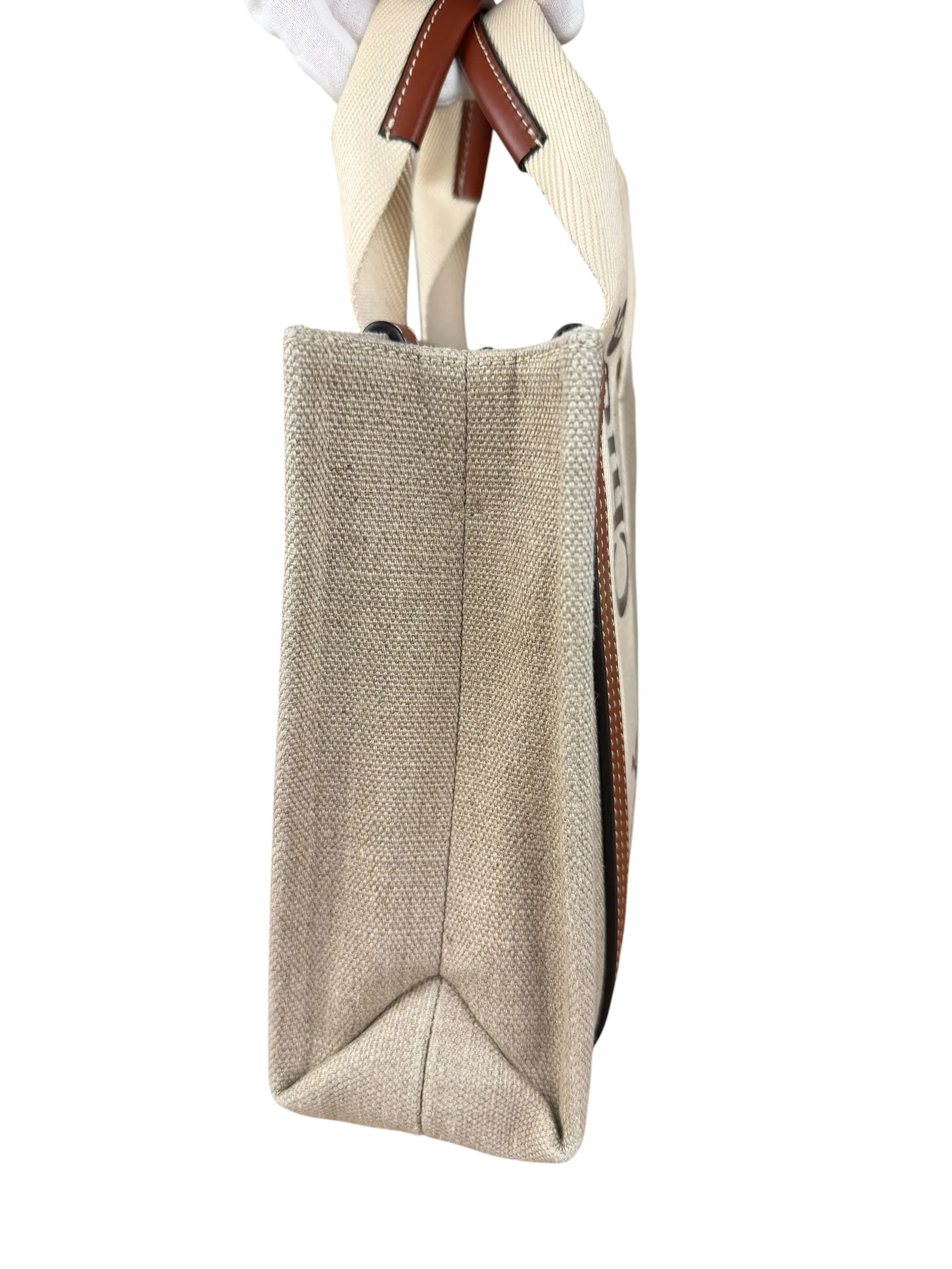 Chloé Beige Canvas S Woody Tote - Image 6