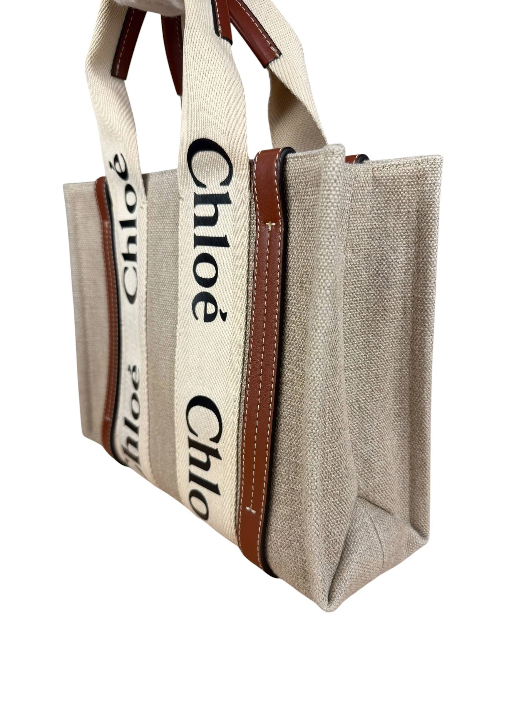Chloé Beige Canvas S Woody Tote - Image 7