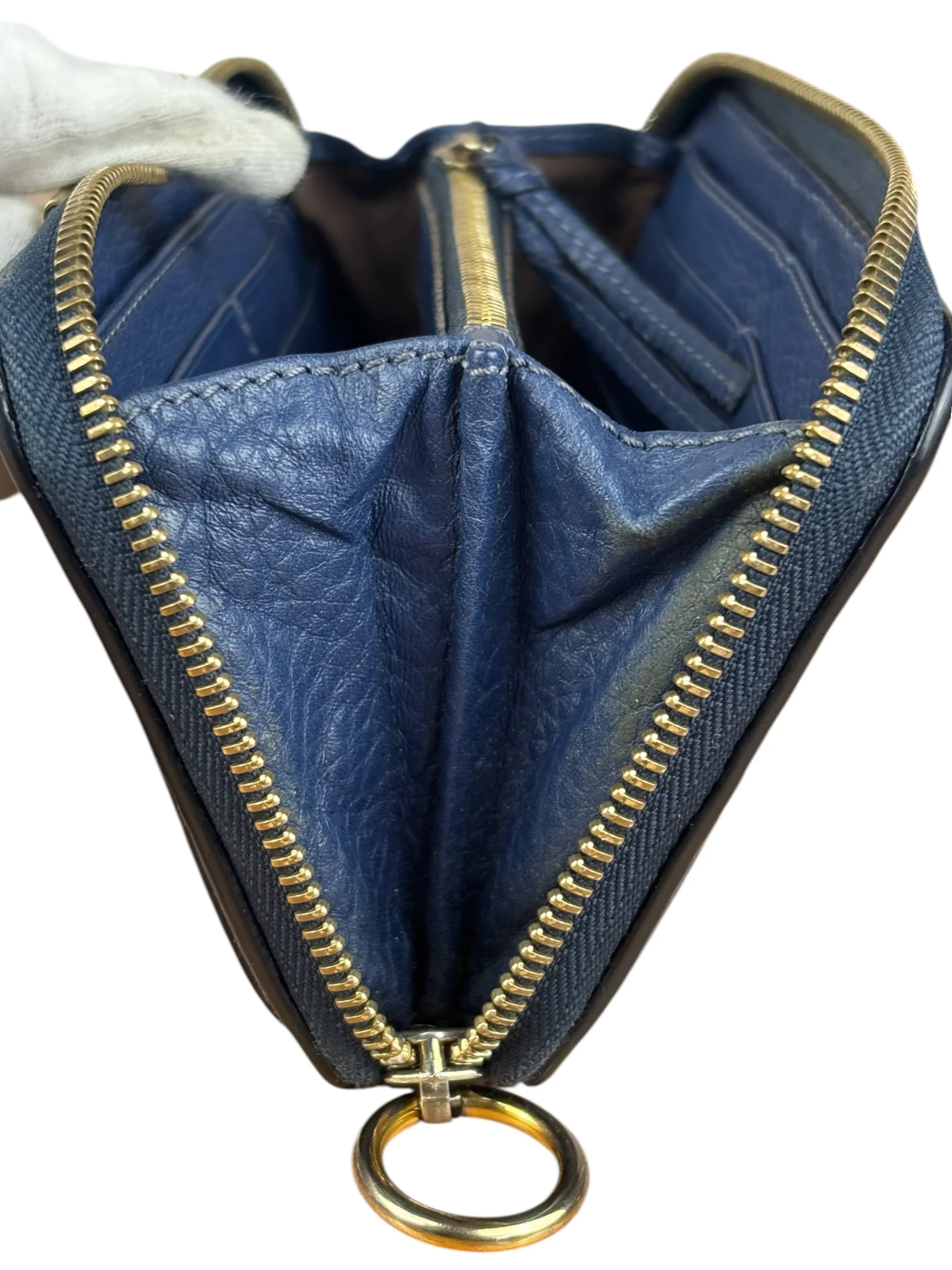 Chloé Dark Blue Leather Marcie Long Zip Wallet - Image 9