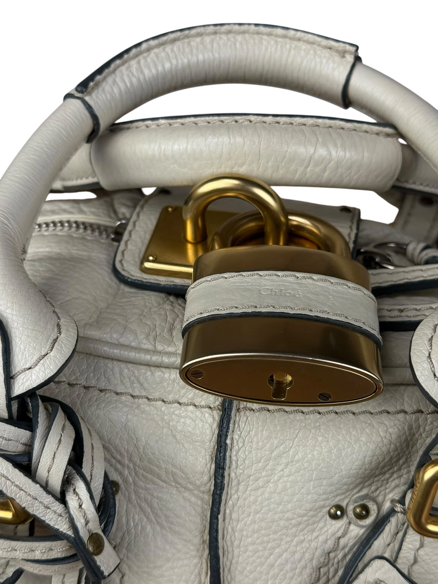 Chloé Ivory Leather Mini Paddington Handbag - Image 3