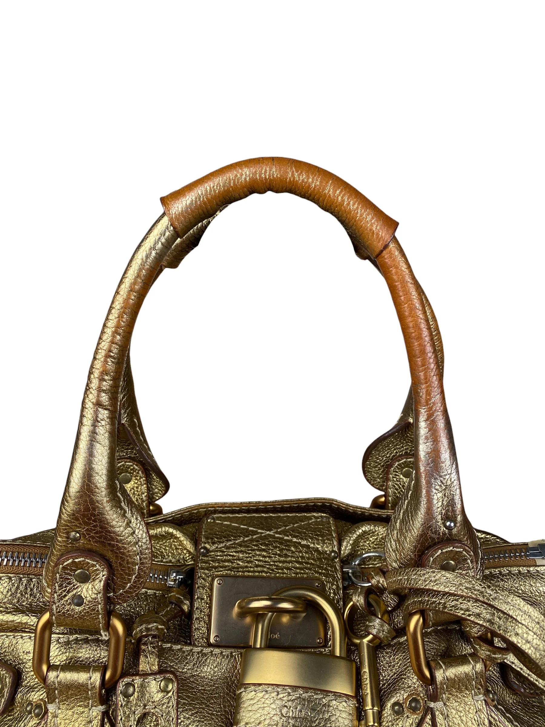 Chloé Vintage Gold Metallic Paddington Bag - Image 10