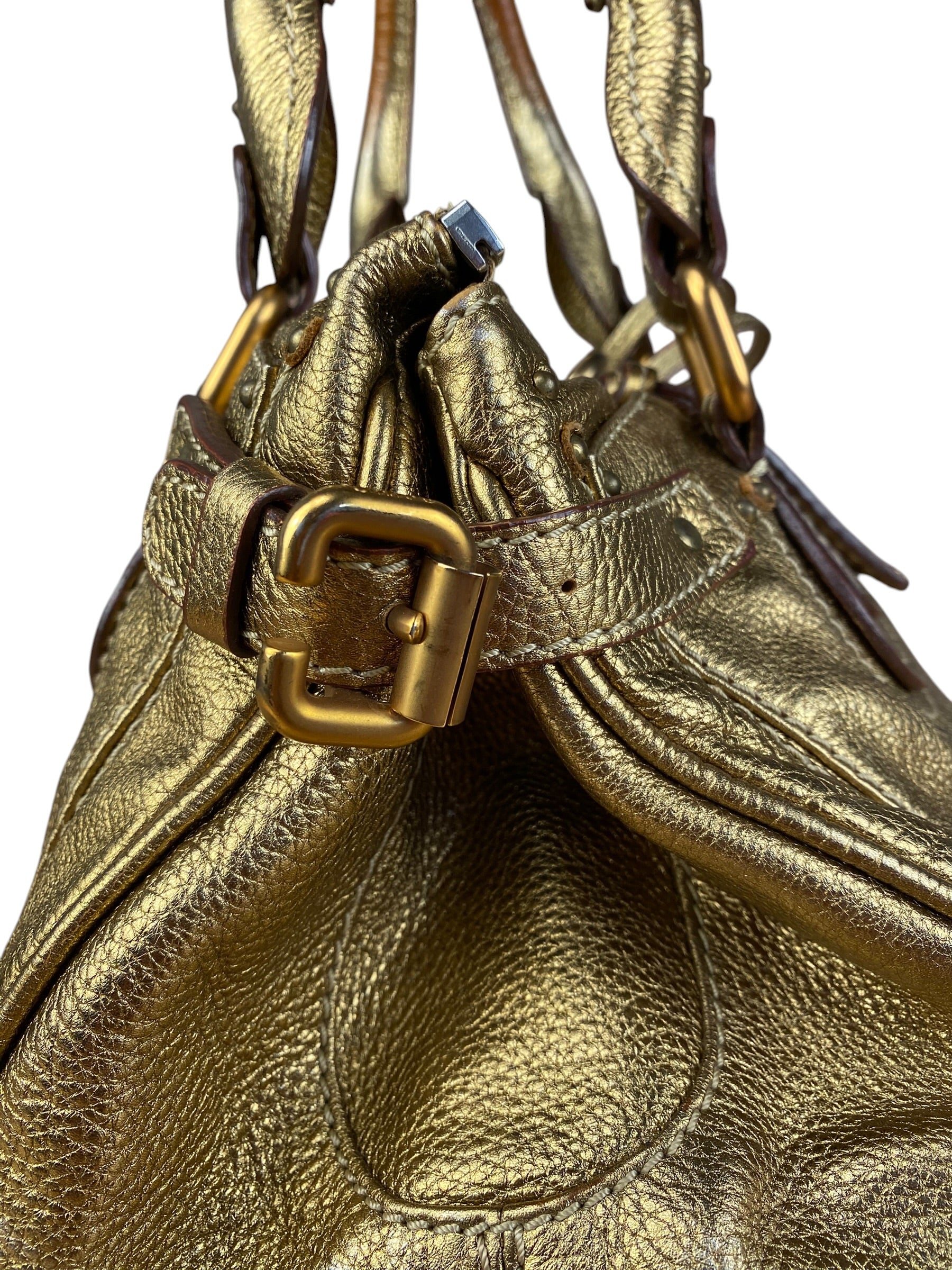 Chloé Vintage Gold Metallic Paddington Bag - Image 11