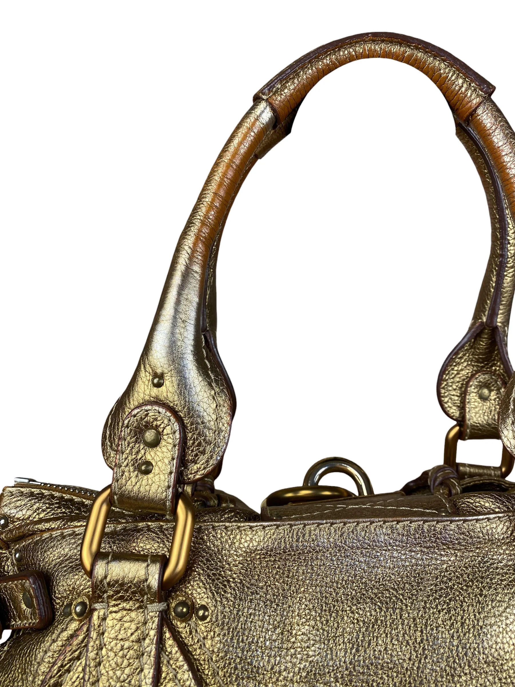 Chloé Vintage Gold Metallic Paddington Bag - Image 12