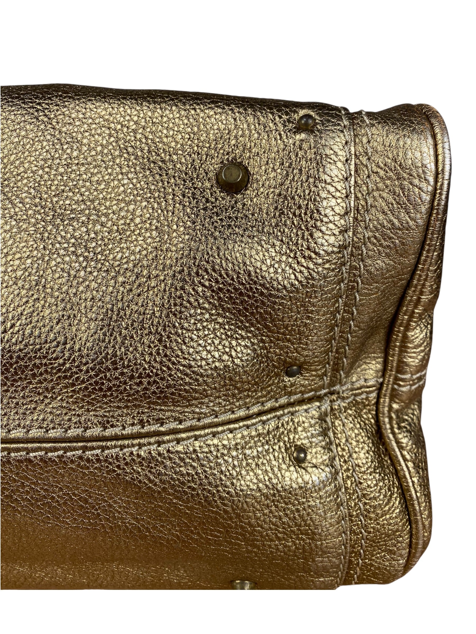 Chloé Vintage Gold Metallic Paddington Bag - Image 13