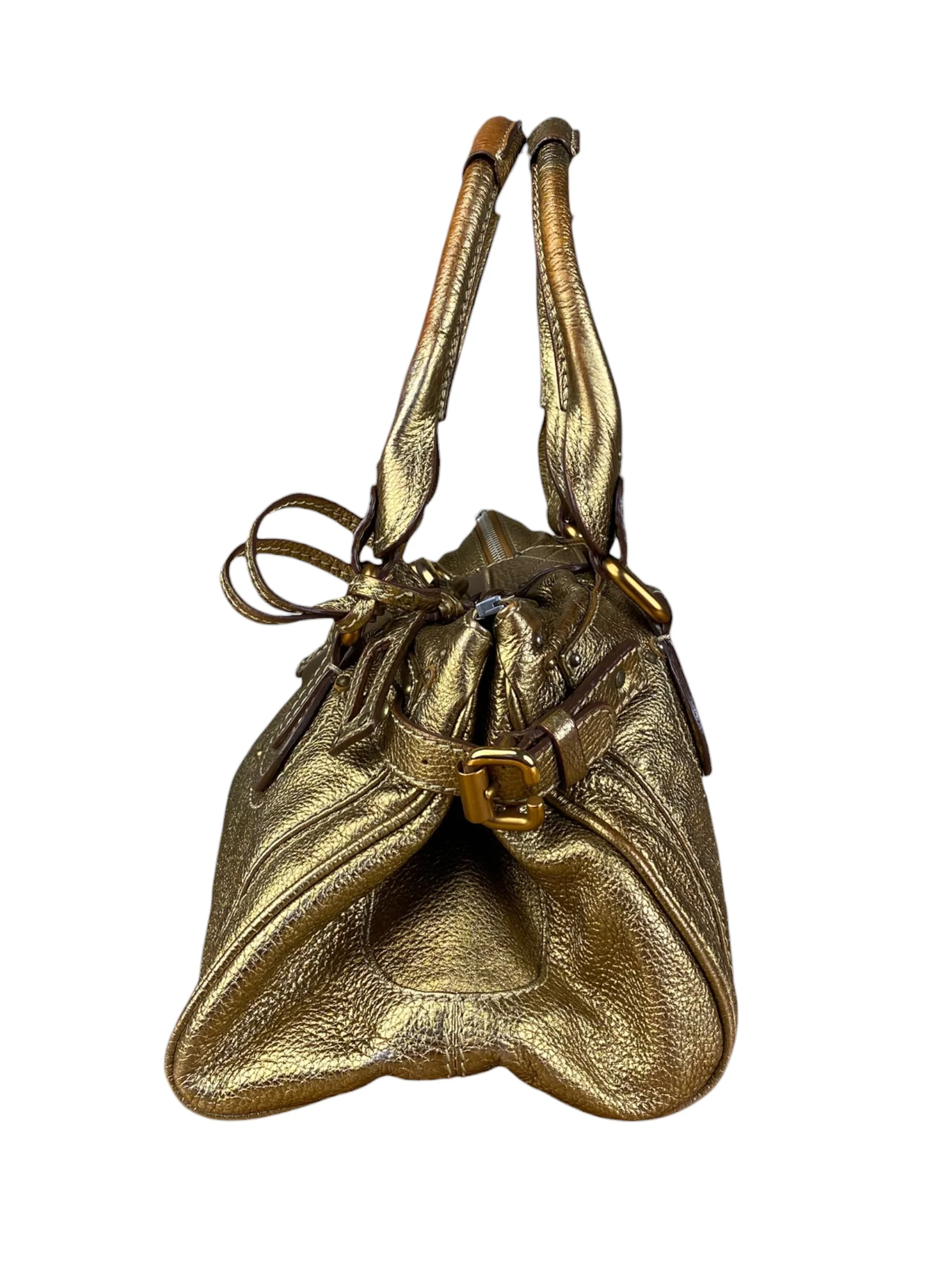 Chloé Vintage Gold Metallic Paddington Bag - Image 3