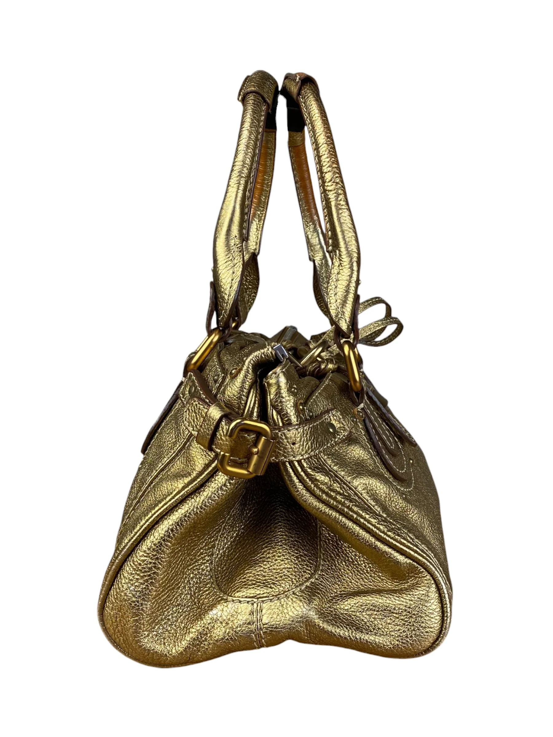 Chloé Vintage Gold Metallic Paddington Bag - Image 4