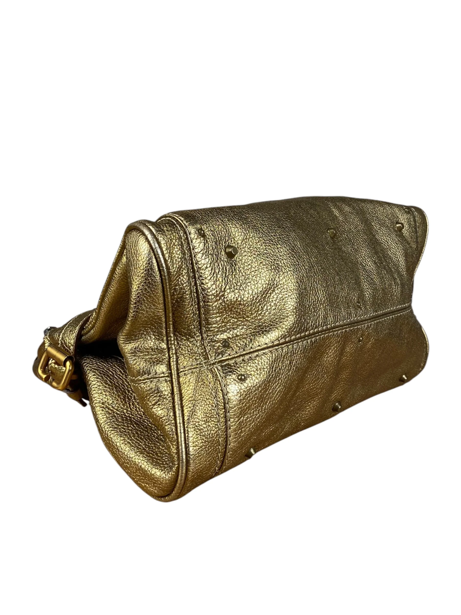 Chloé Vintage Gold Metallic Paddington Bag - Image 7