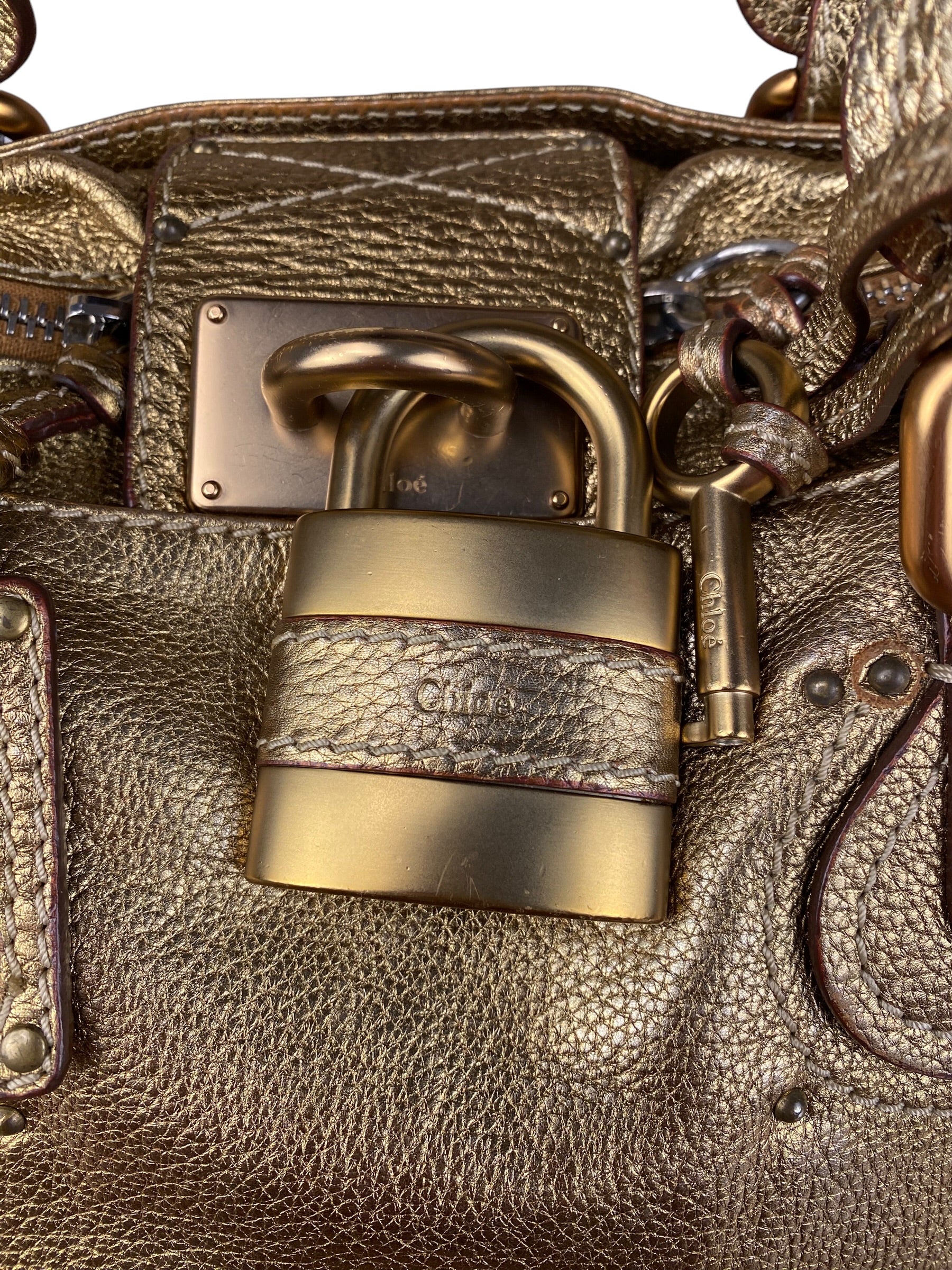Chloé Vintage Gold Metallic Paddington Bag - Image 8