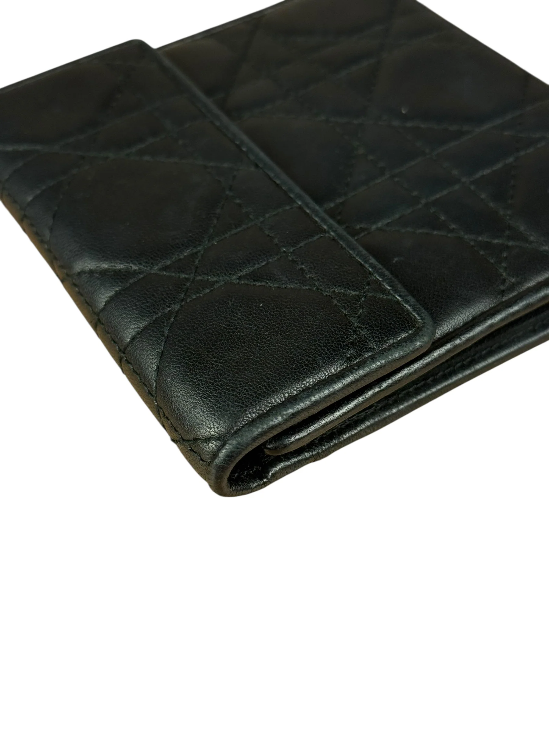 Christian Dior Black Leather Quilted Compact Wallet - Image 13