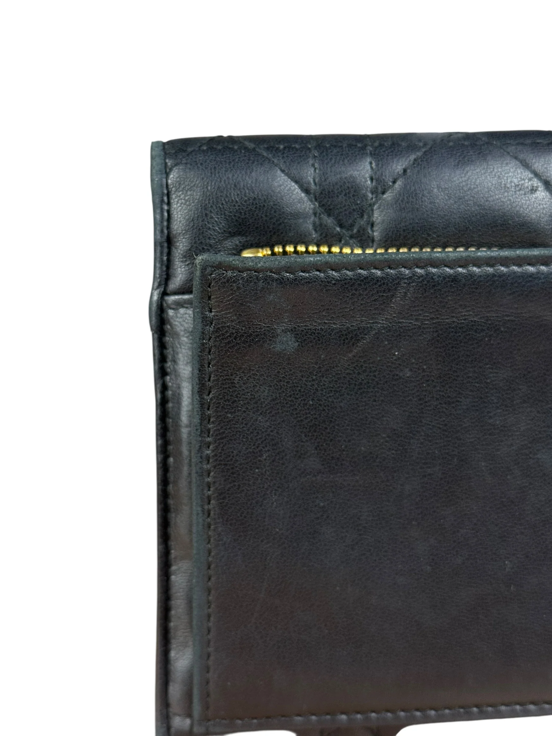 Christian Dior Black Leather Quilted Compact Wallet - Image 8