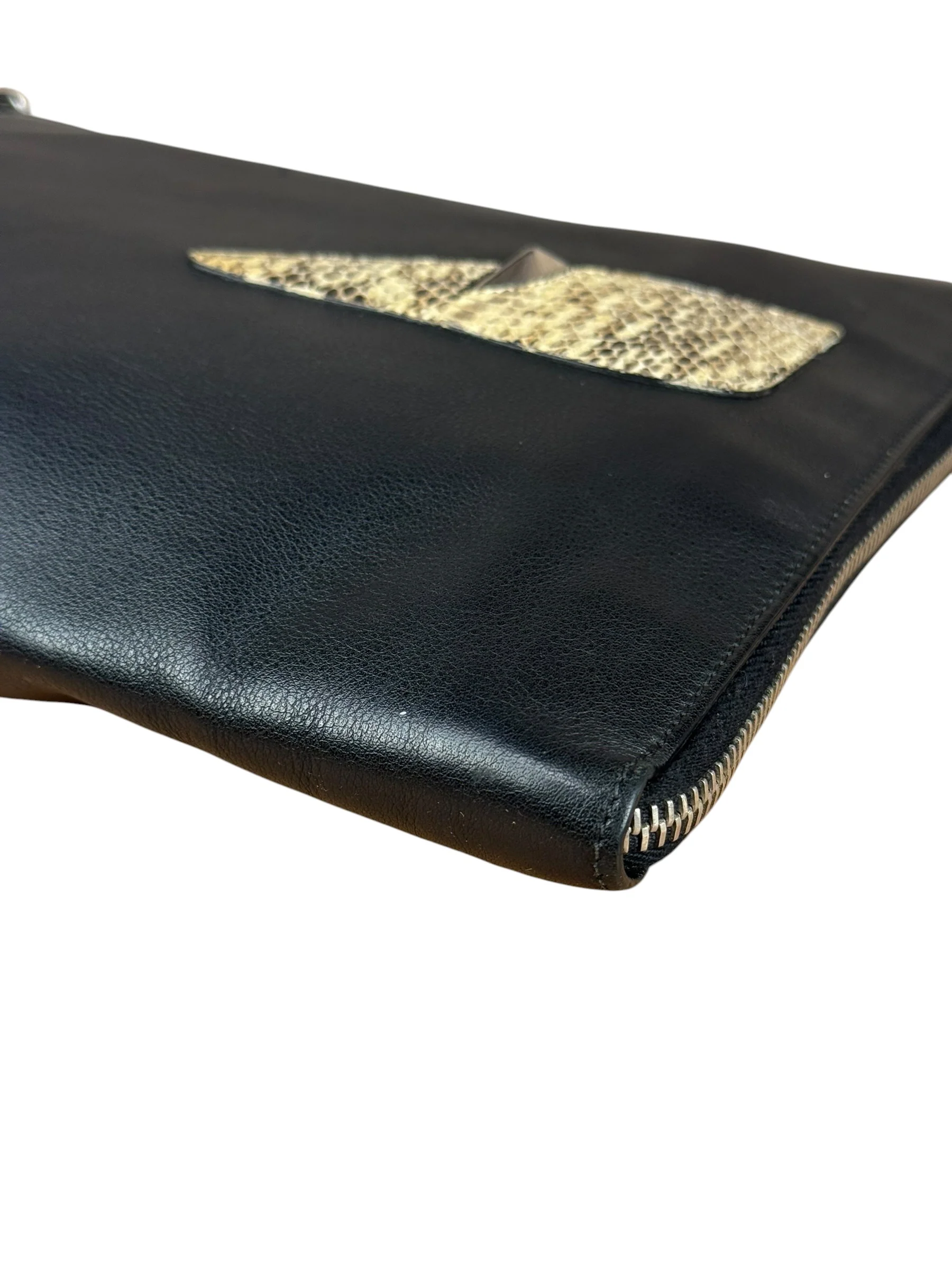 Fendi Black Leather Snake Monsters Zip Clutch - Image 11