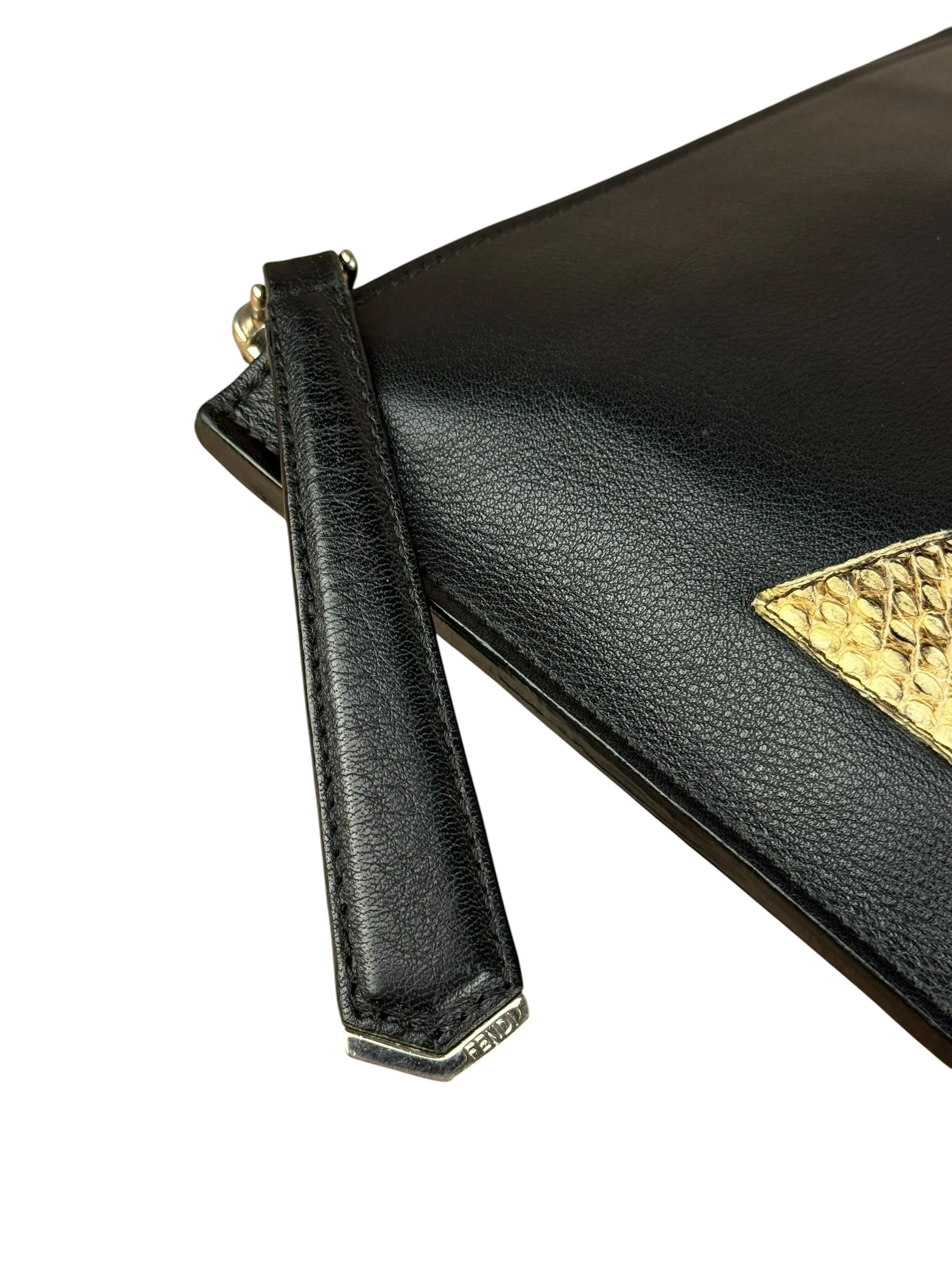 Fendi Black Leather Snake Monsters Zip Clutch - Image 13