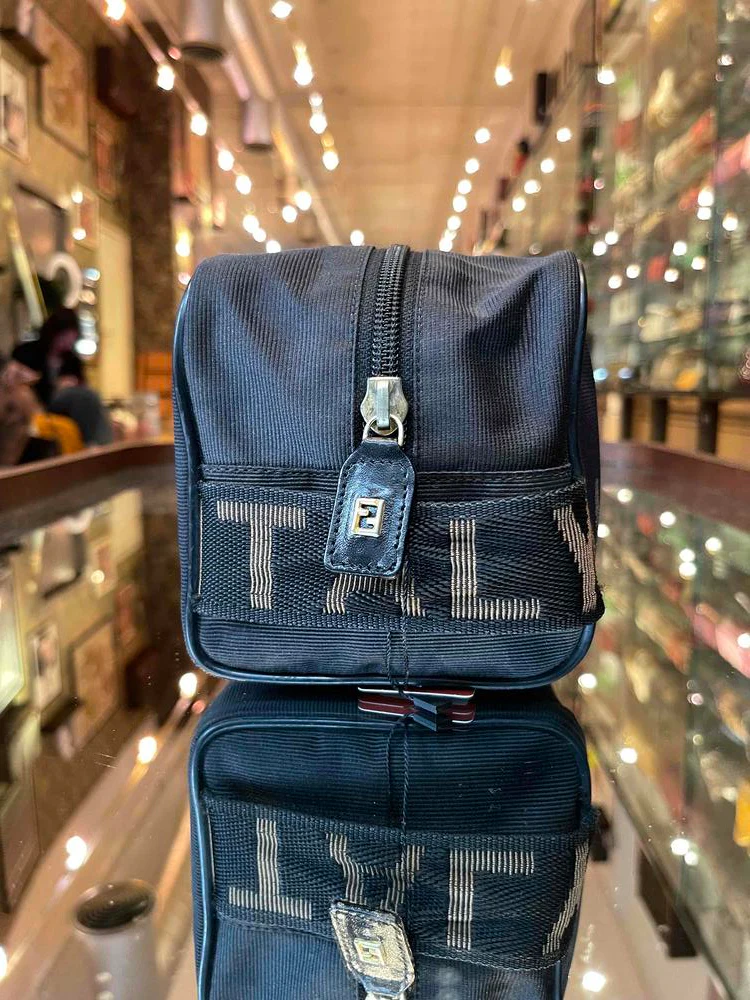 Fendi Canvas Logo Travel Zip Pouch - Image 6