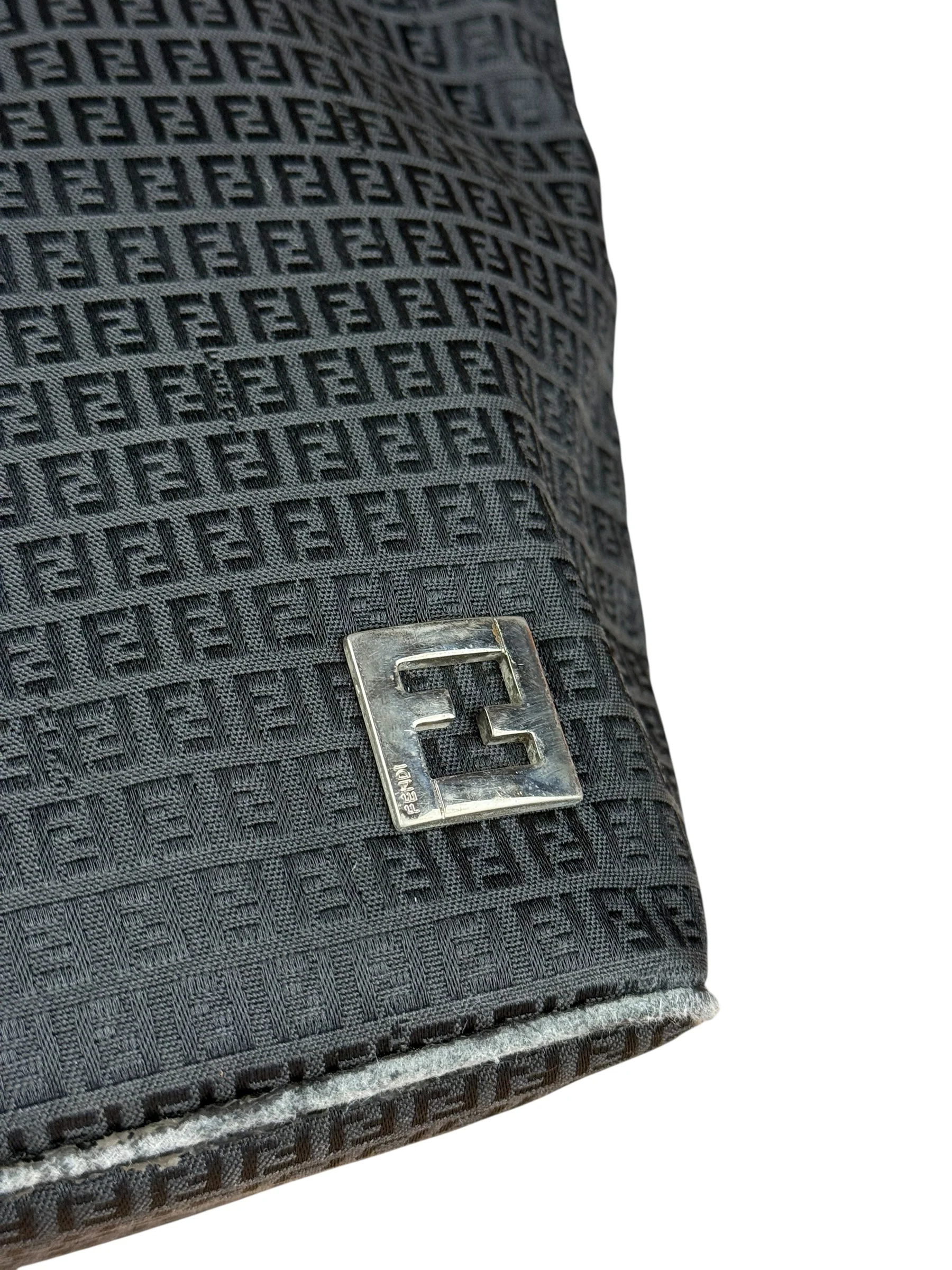 Fendi FF Black Canvas Logo Tote - Image 13