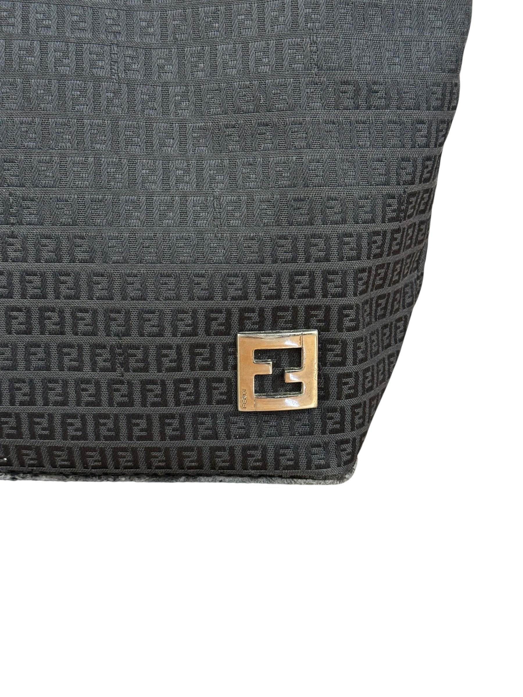 Fendi FF Black Canvas Logo Tote - Image 3