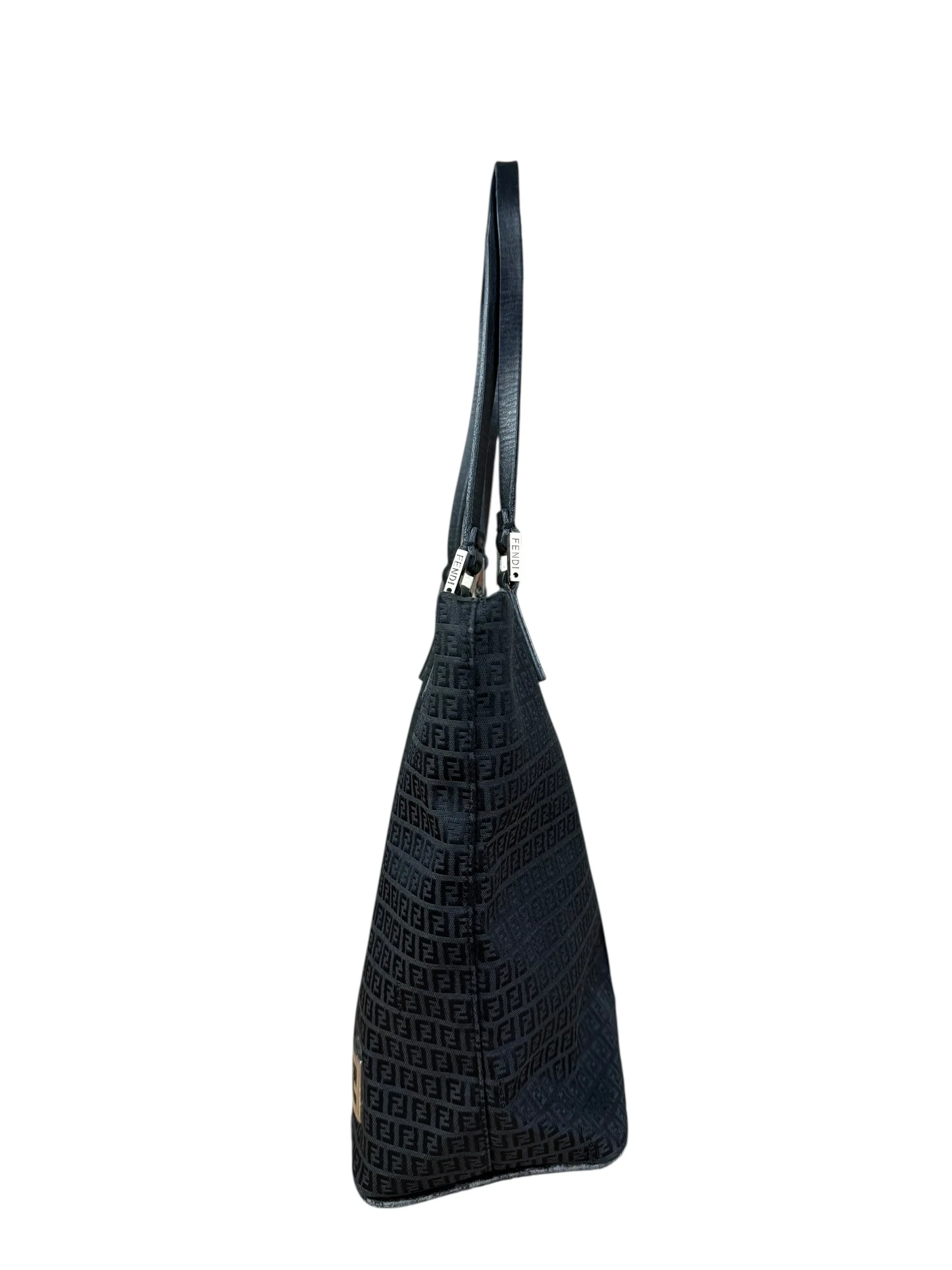 Fendi FF Black Canvas Logo Tote - Image 4