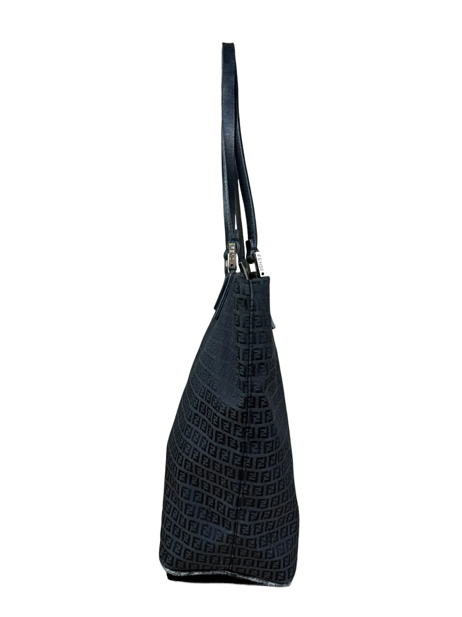 Fendi FF Black Canvas Logo Tote - Image 5