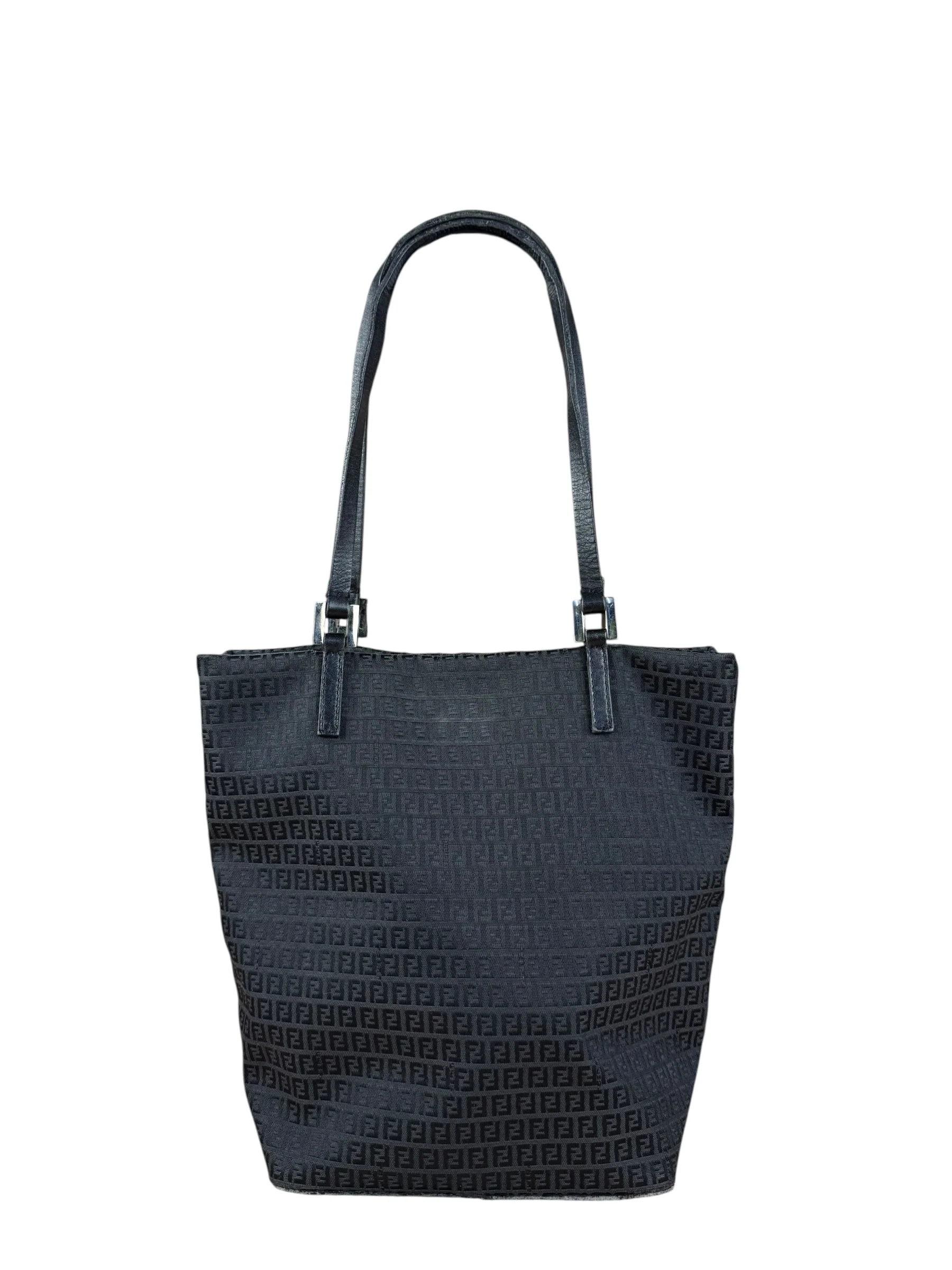 Fendi FF Black Canvas Logo Tote - Image 9