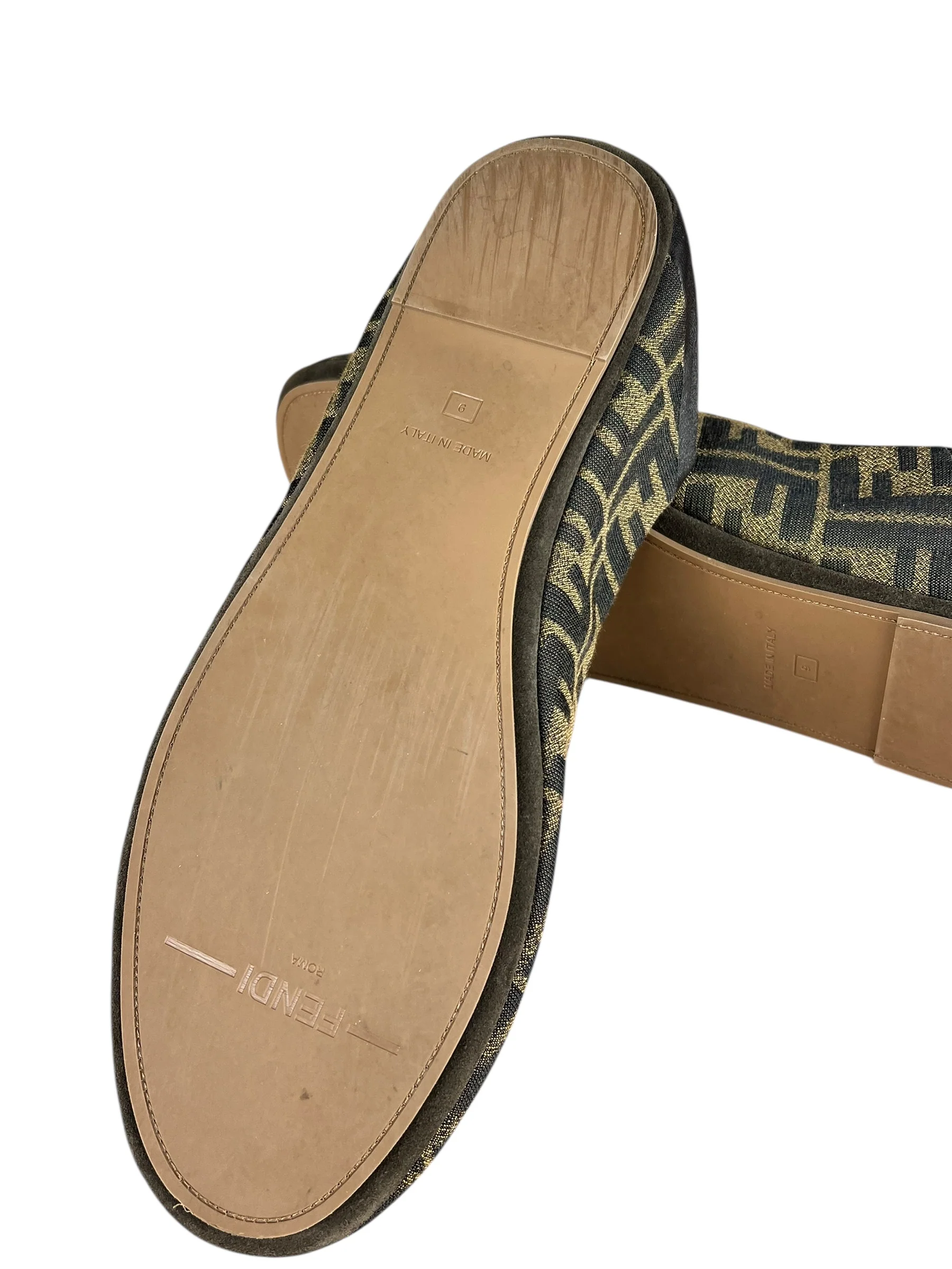 Fendi FF Zucca Canvas/Leather Slippers - Image 6