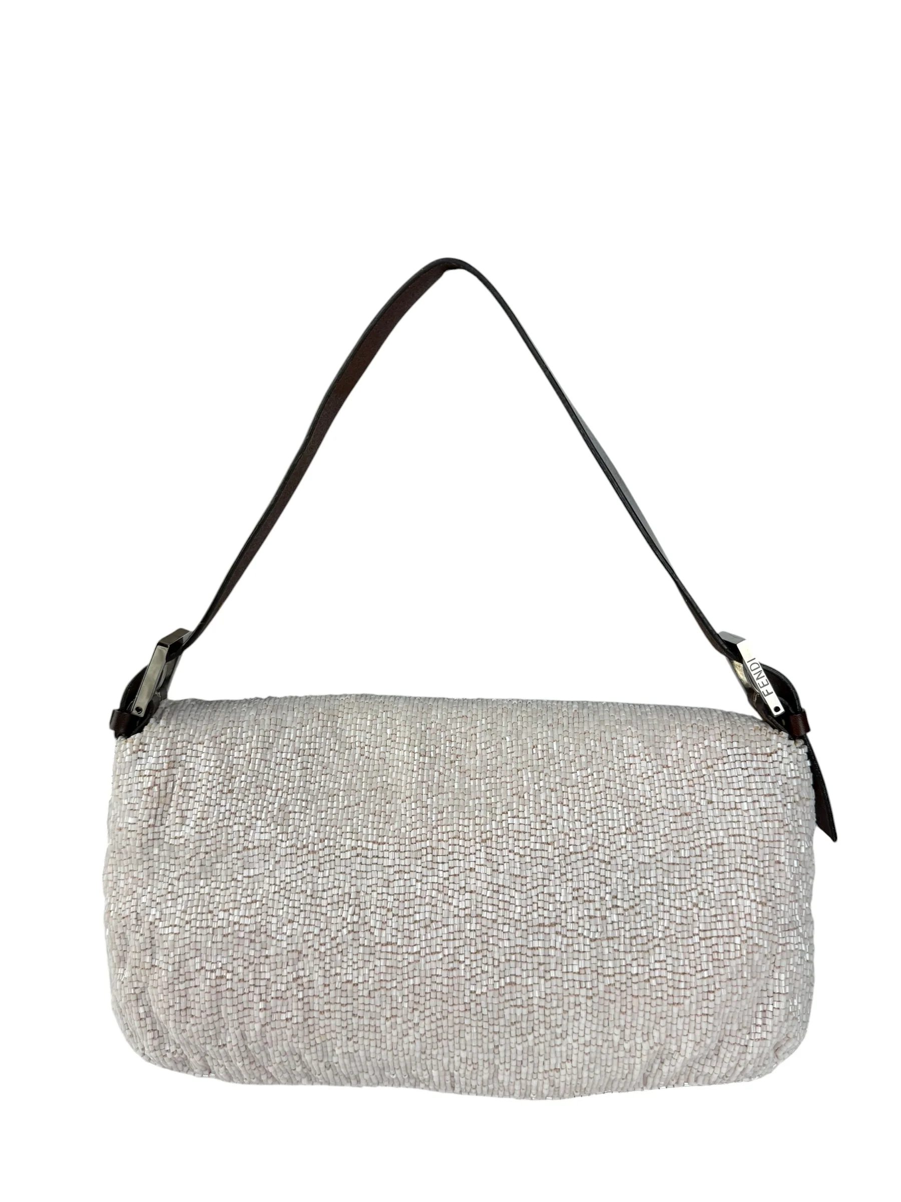 Fendi Leather-Trimmed Beaded Baguette Light Pink - Image 10