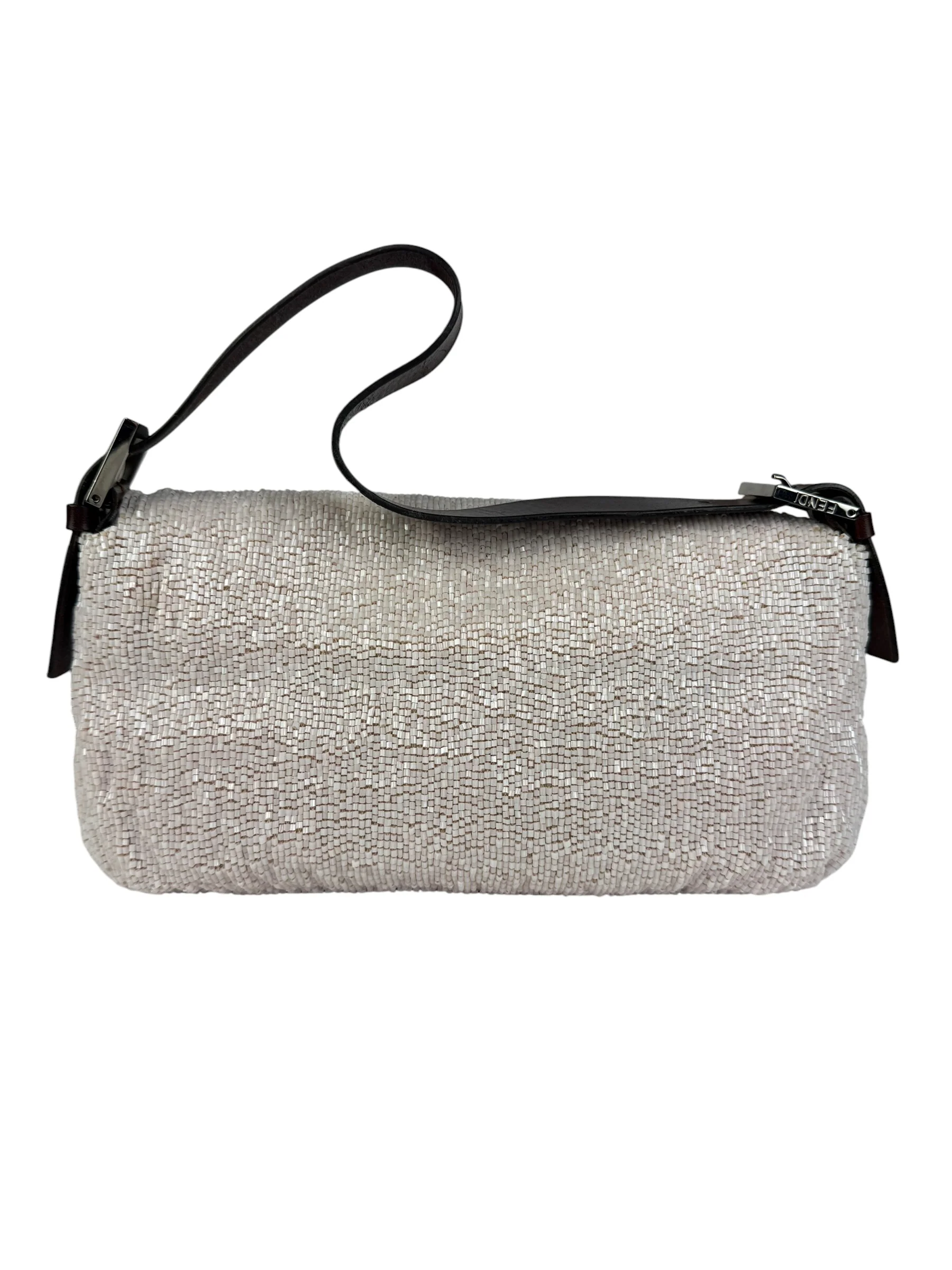 Fendi Leather-Trimmed Beaded Baguette Light Pink - Image 12