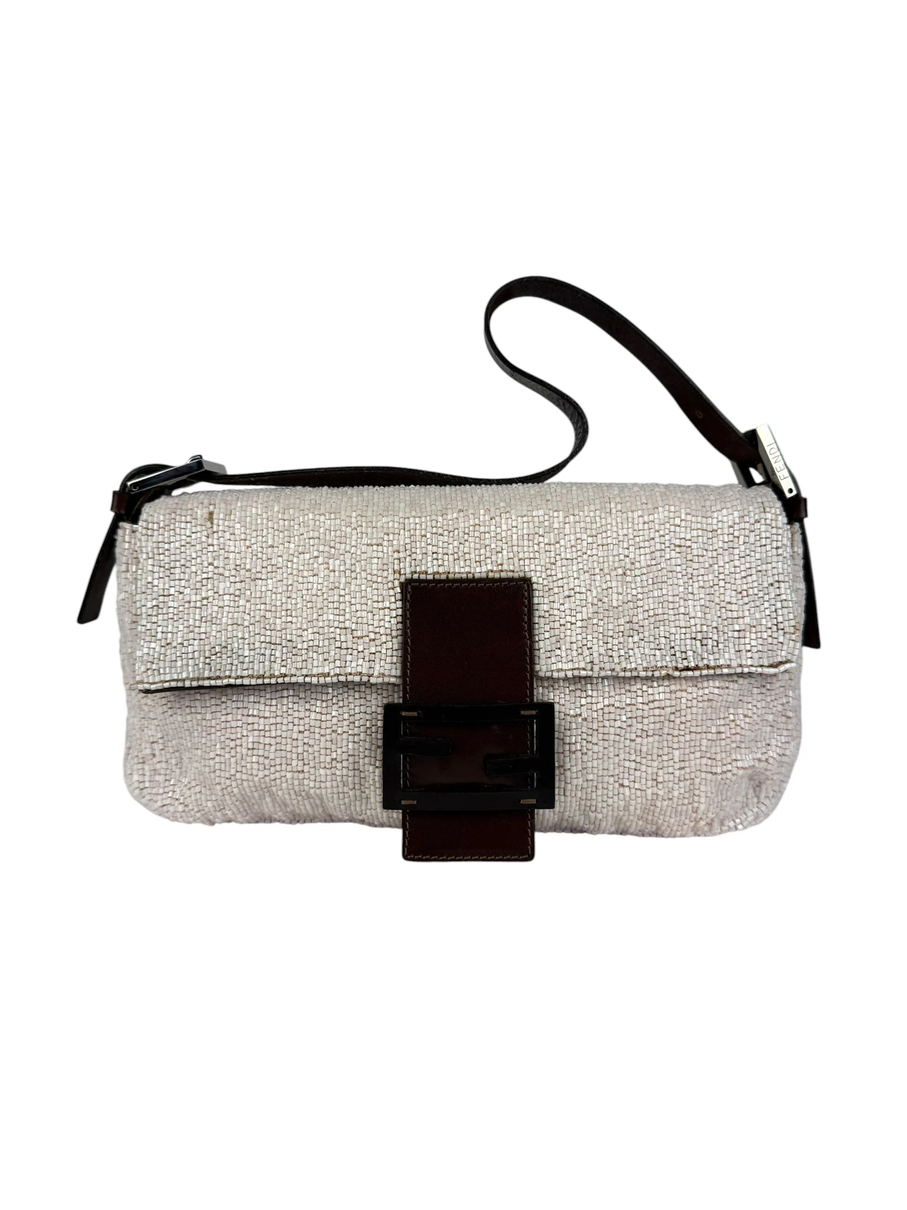 Fendi Leather-Trimmed Beaded Baguette Light Pink - Image 13