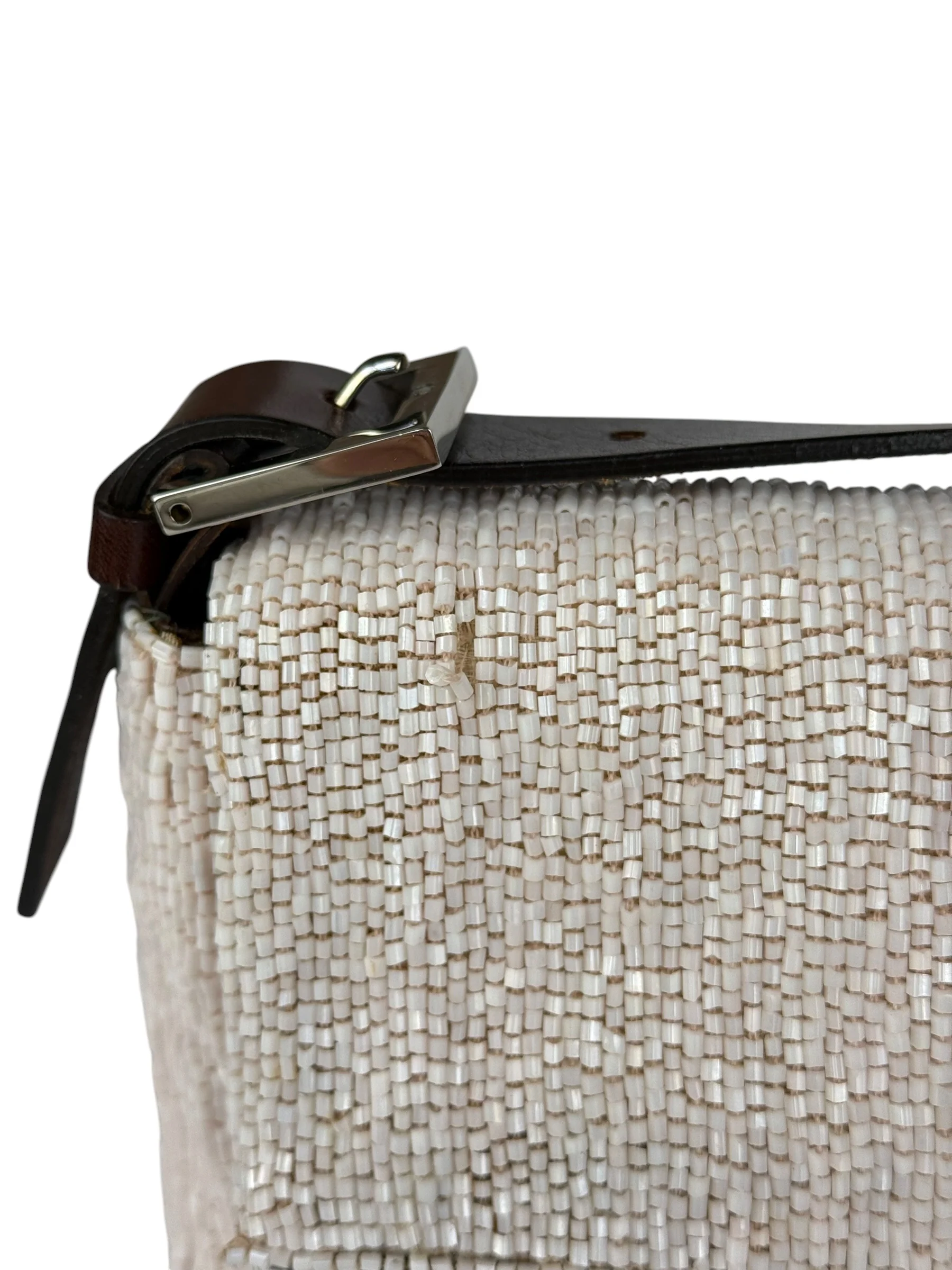Fendi Leather-Trimmed Beaded Baguette Light Pink - Image 14