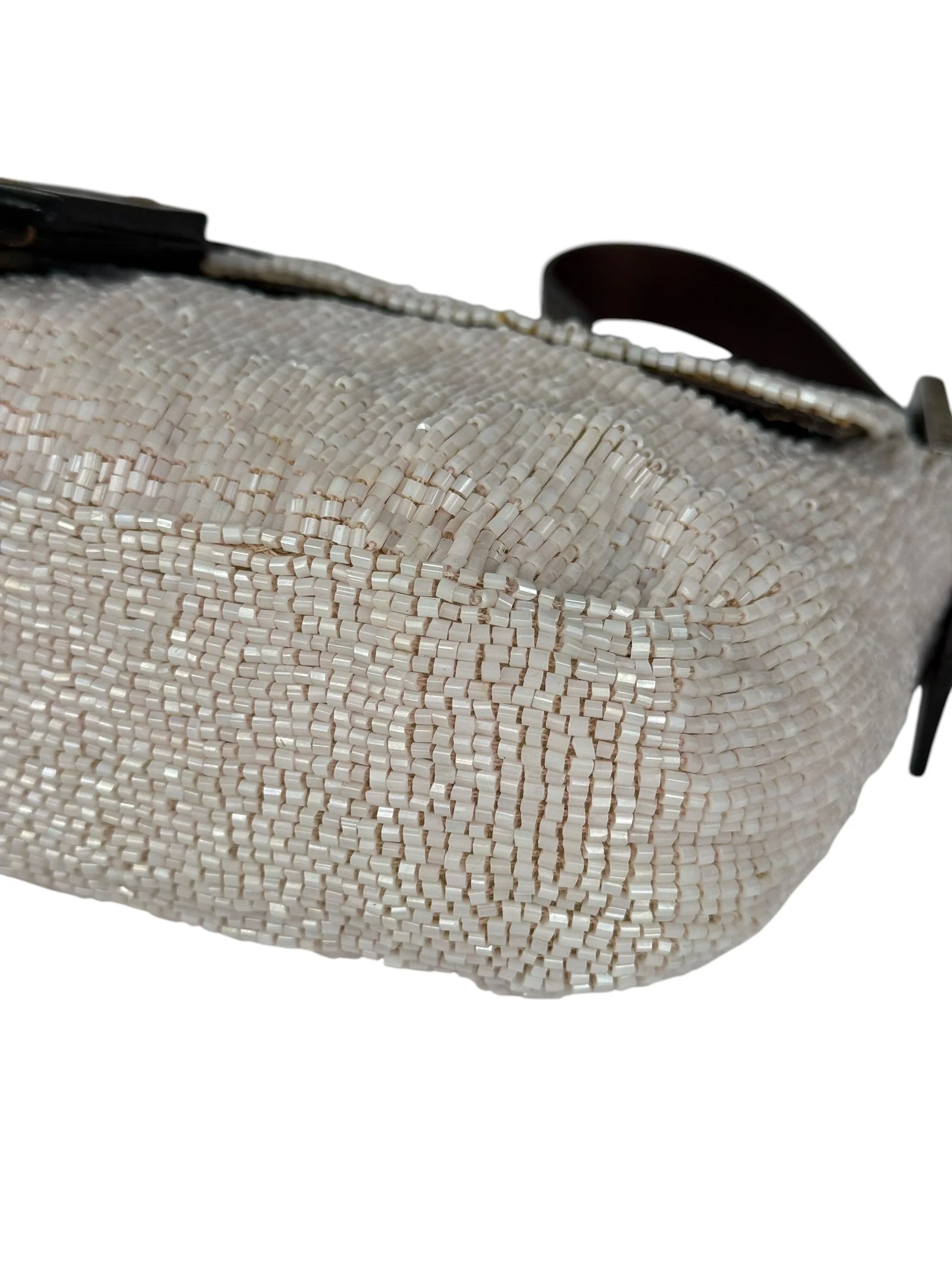 Fendi Leather-Trimmed Beaded Baguette Light Pink - Image 16