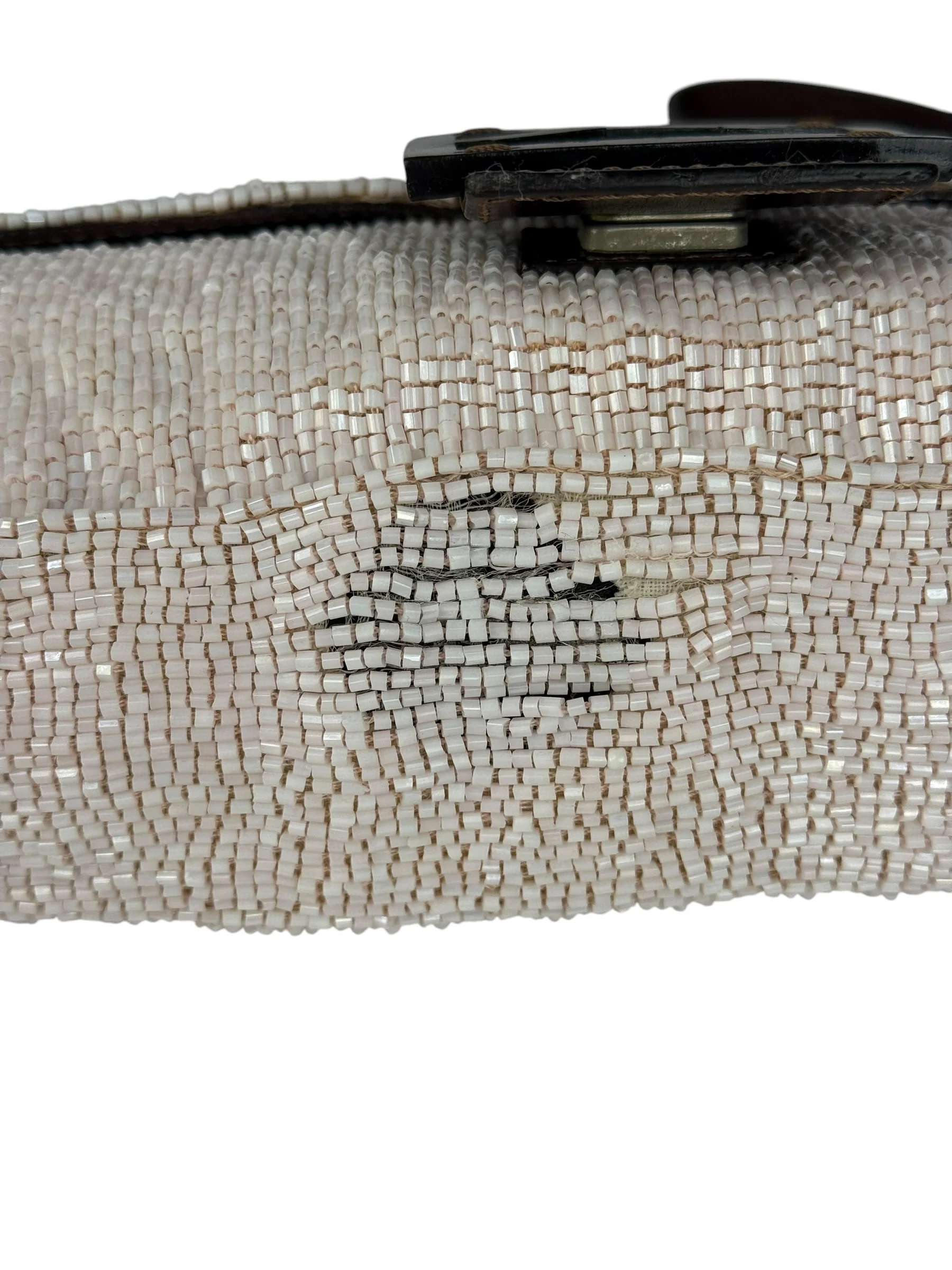 Fendi Leather-Trimmed Beaded Baguette Light Pink - Image 19