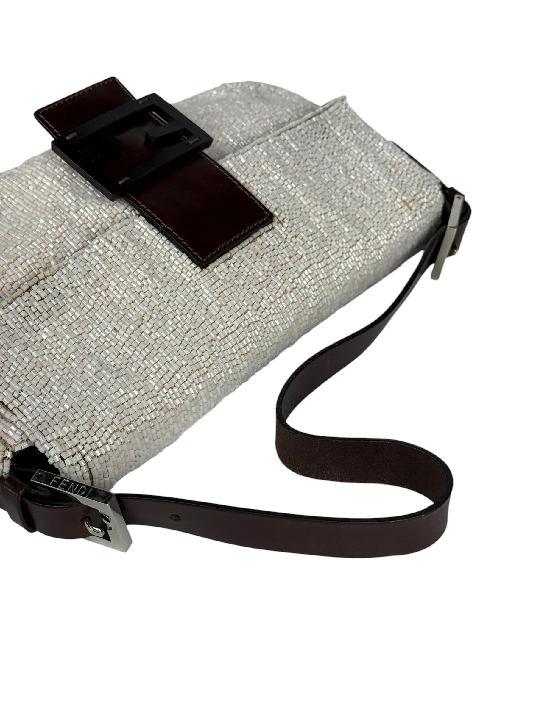 Fendi Leather-Trimmed Beaded Baguette Light Pink - Image 20