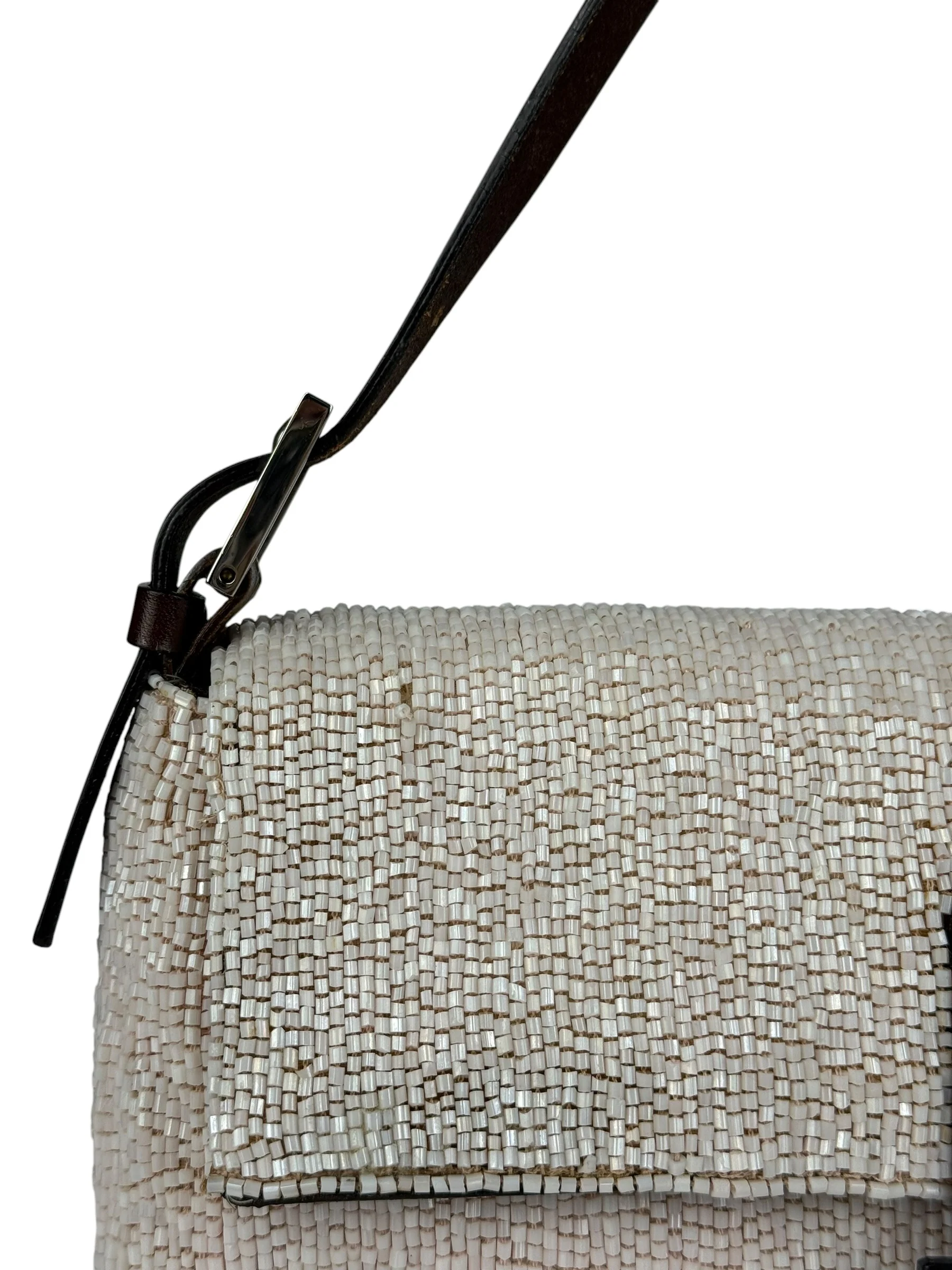 Fendi Leather-Trimmed Beaded Baguette Light Pink - Image 5
