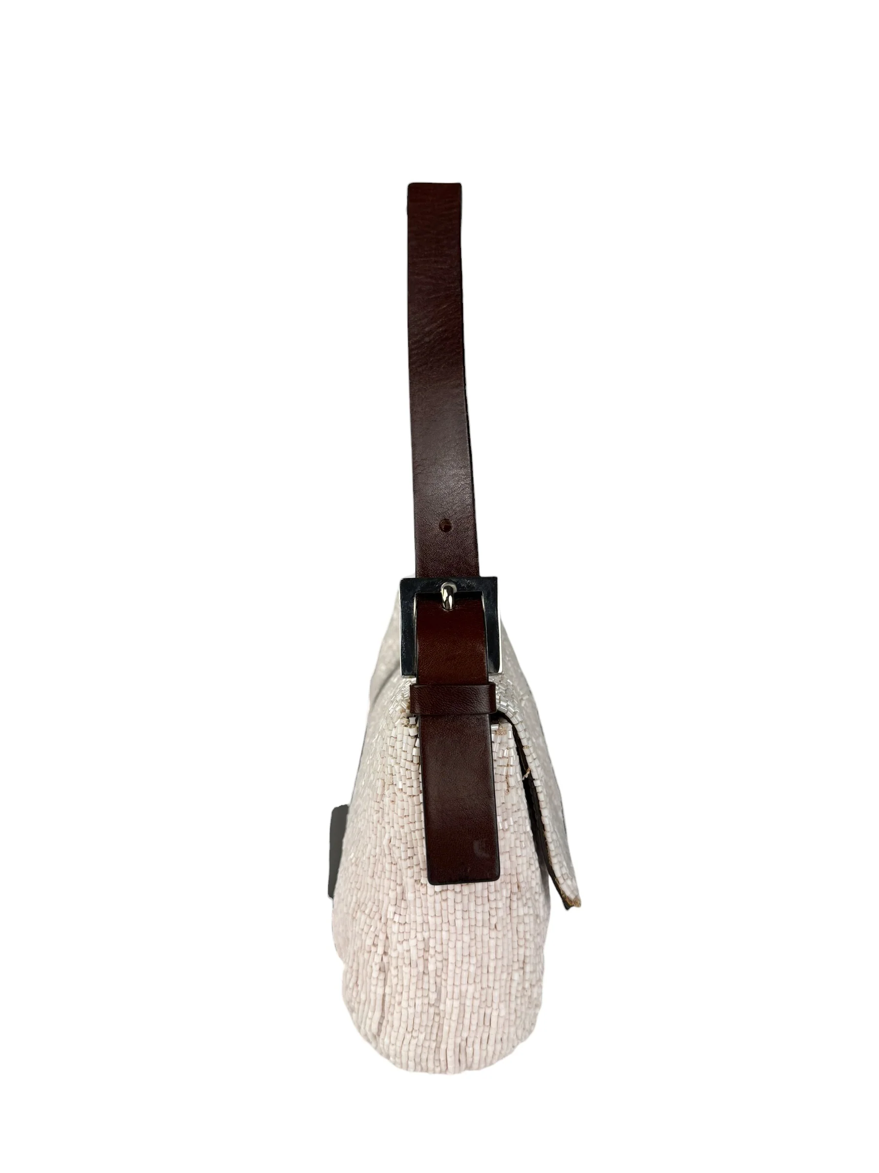 Fendi Leather-Trimmed Beaded Baguette Light Pink - Image 9