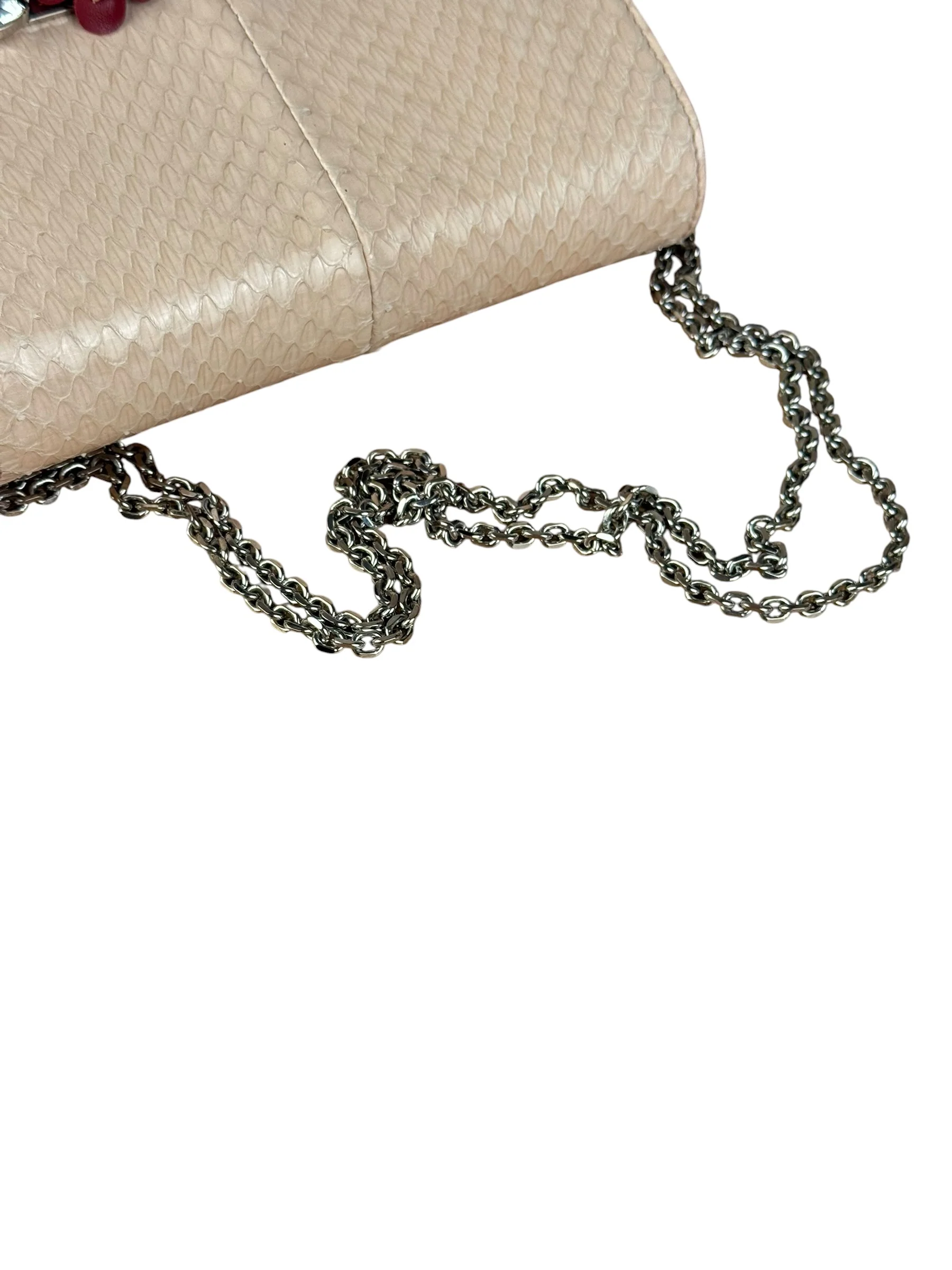 Fendi Pink Python Flower Studded Mini Chain Shoulder Bag - Image 12