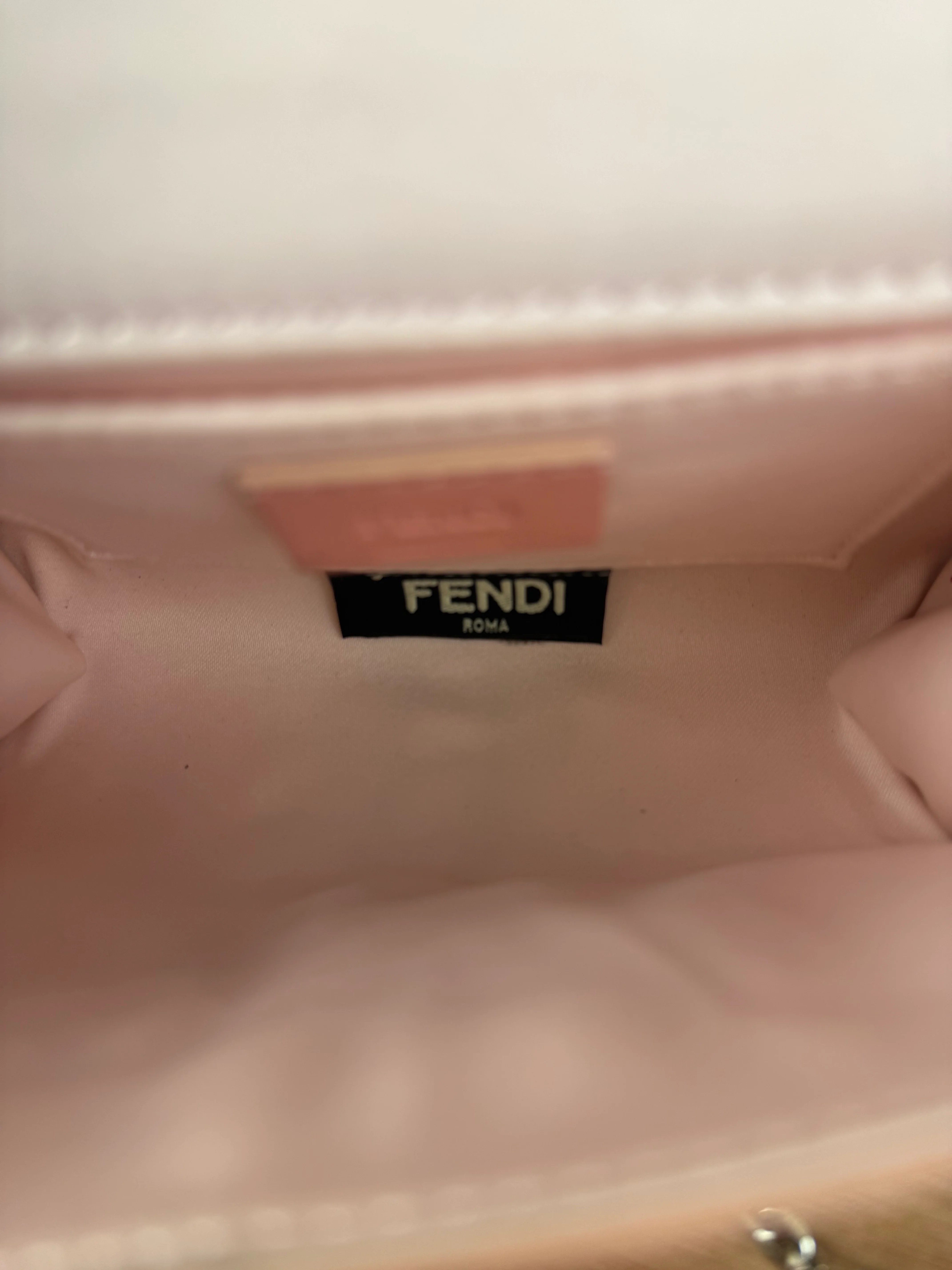 Fendi Pink Python Flower Studded Mini Chain Shoulder Bag - Image 16