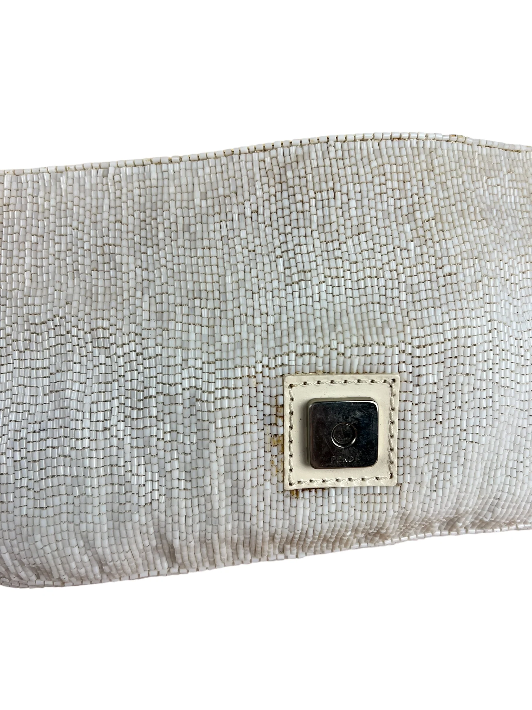 Fendi Vintage Beaded Baguette White - Image 10
