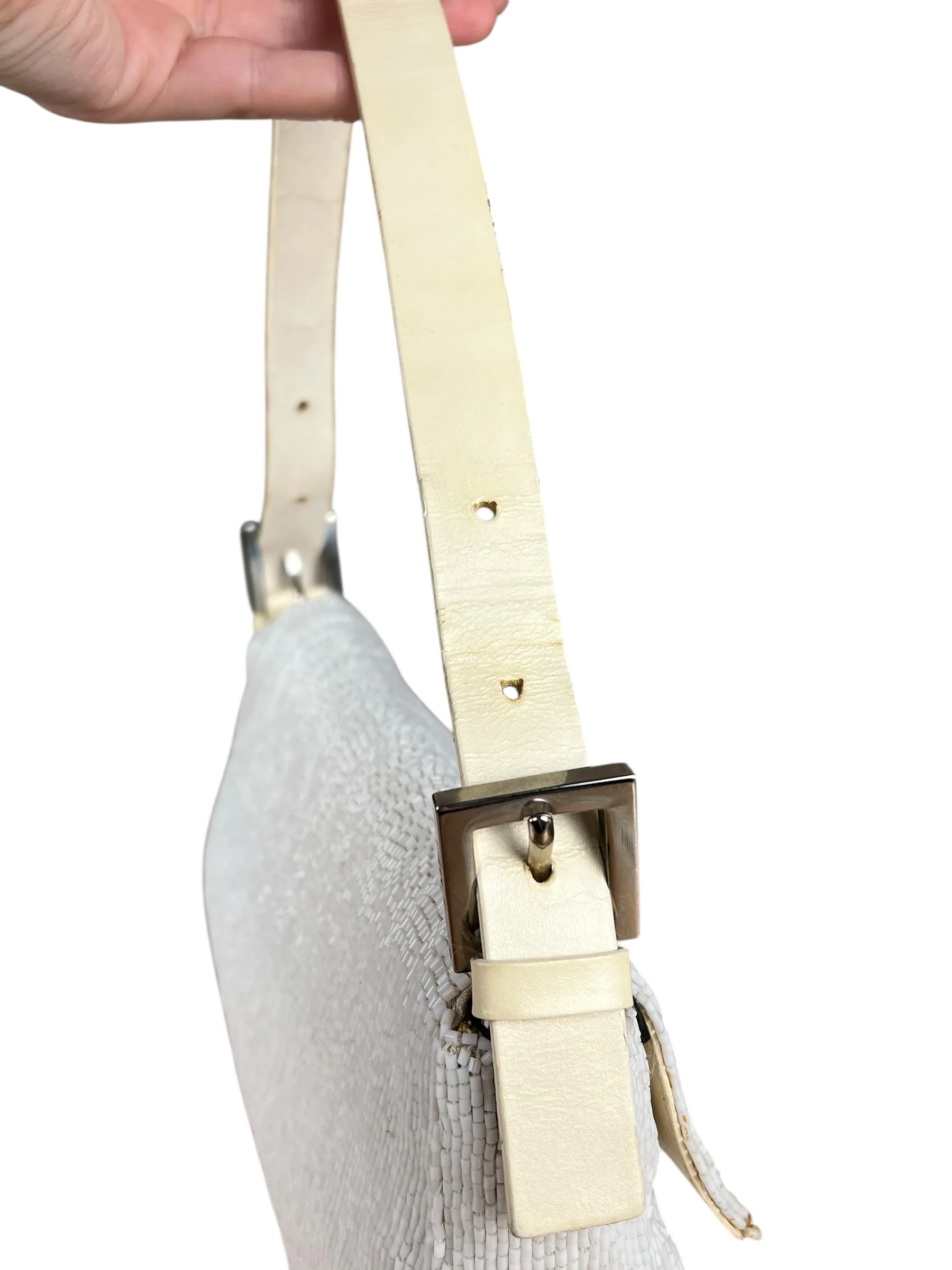 Fendi Vintage Beaded Baguette White - Image 11