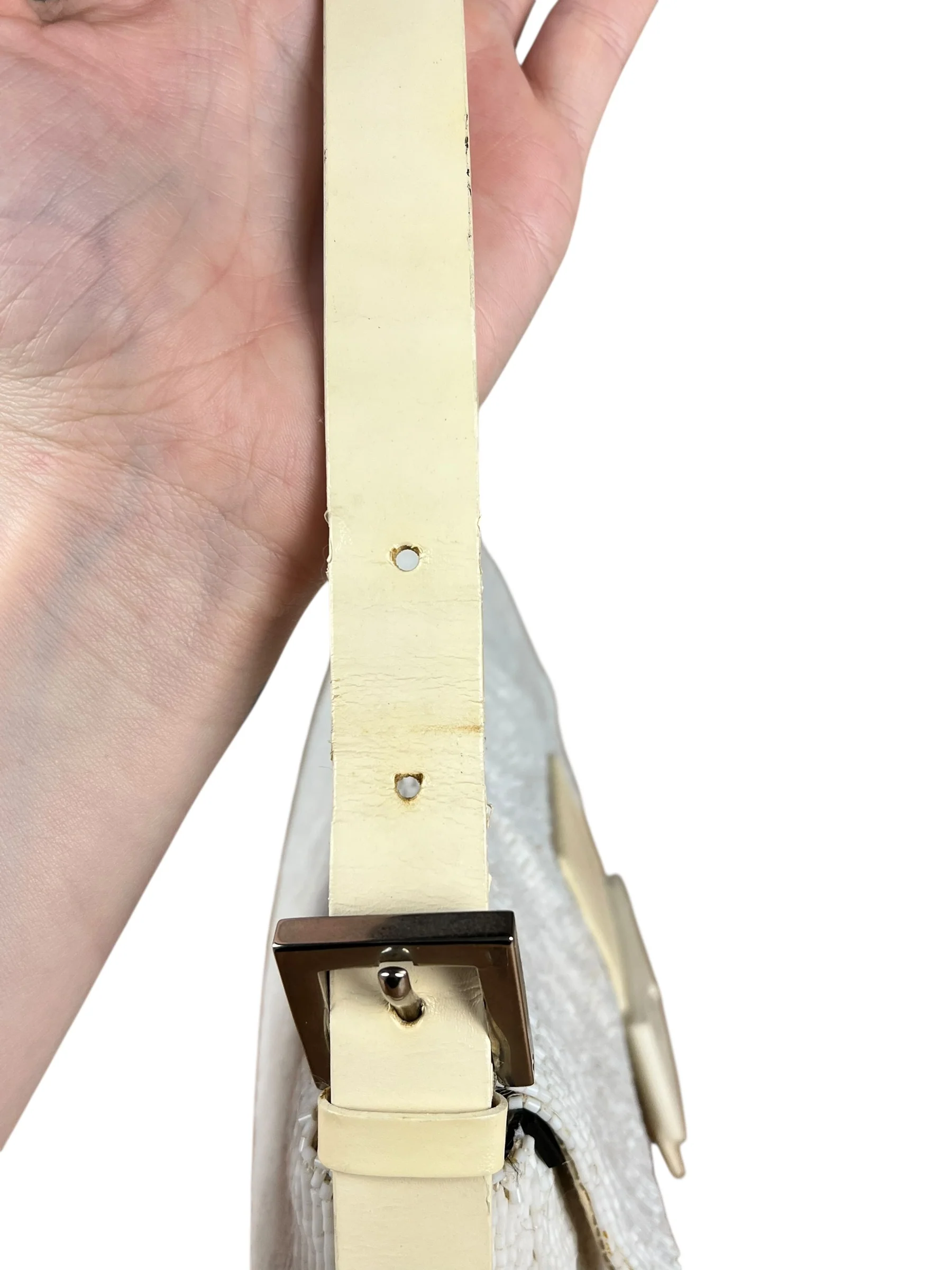 Fendi Vintage Beaded Baguette White - Image 12