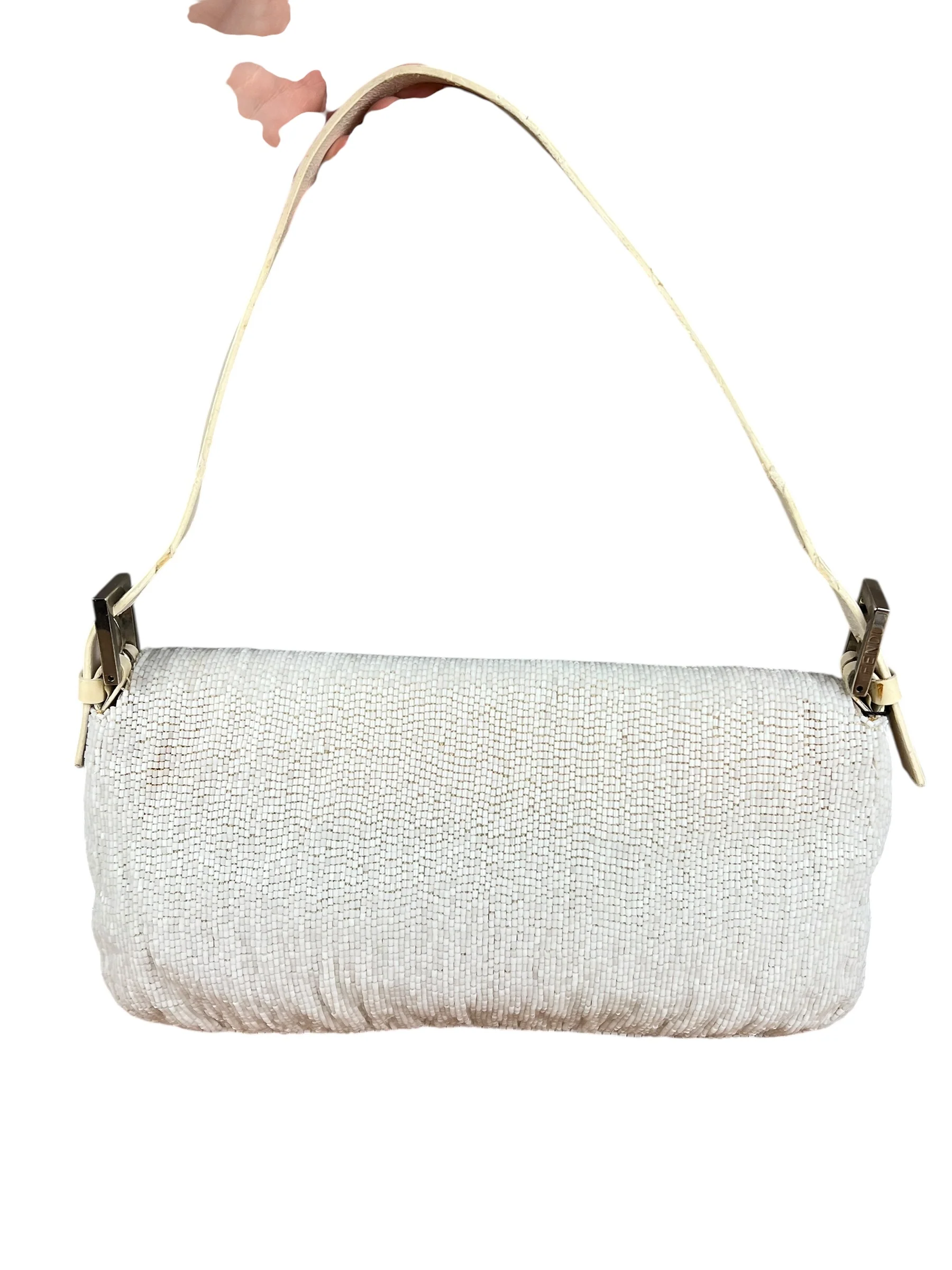 Fendi Vintage Beaded Baguette White - Image 14