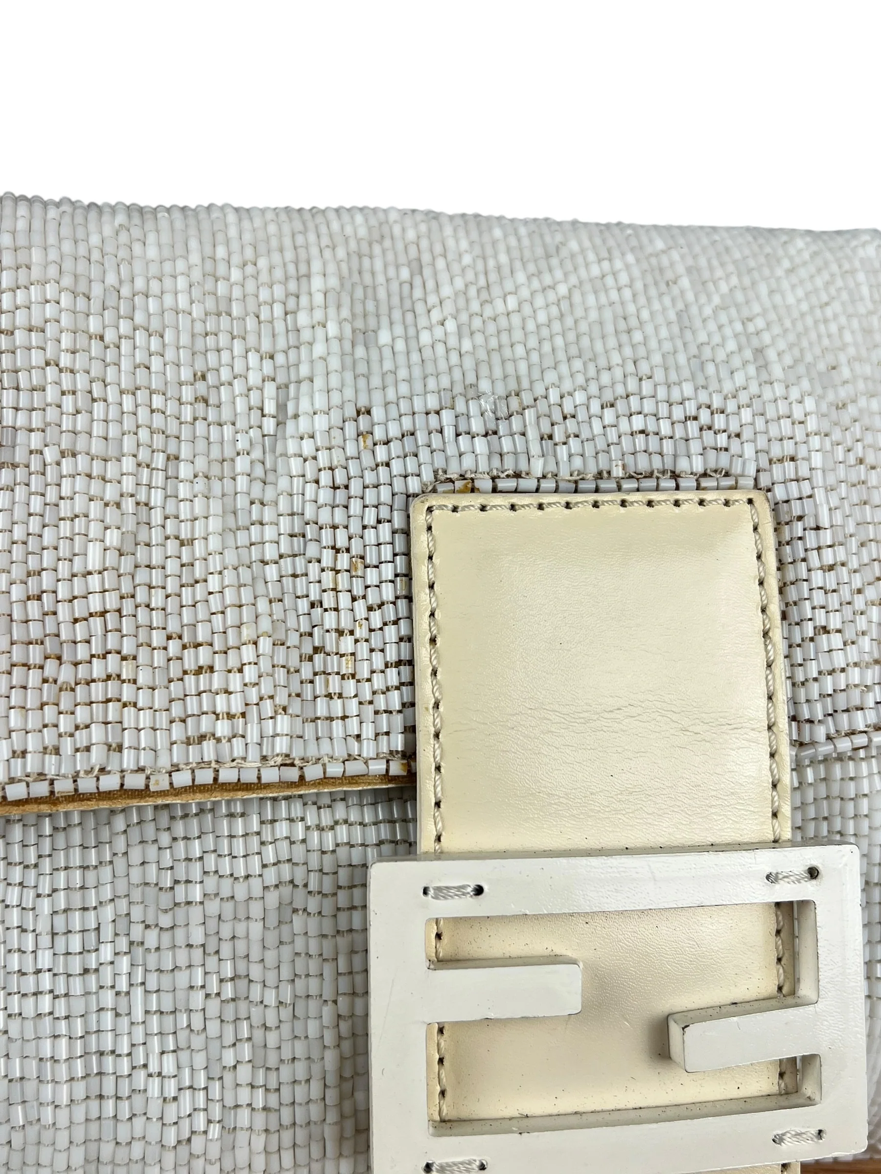 Fendi Vintage Beaded Baguette White - Image 15