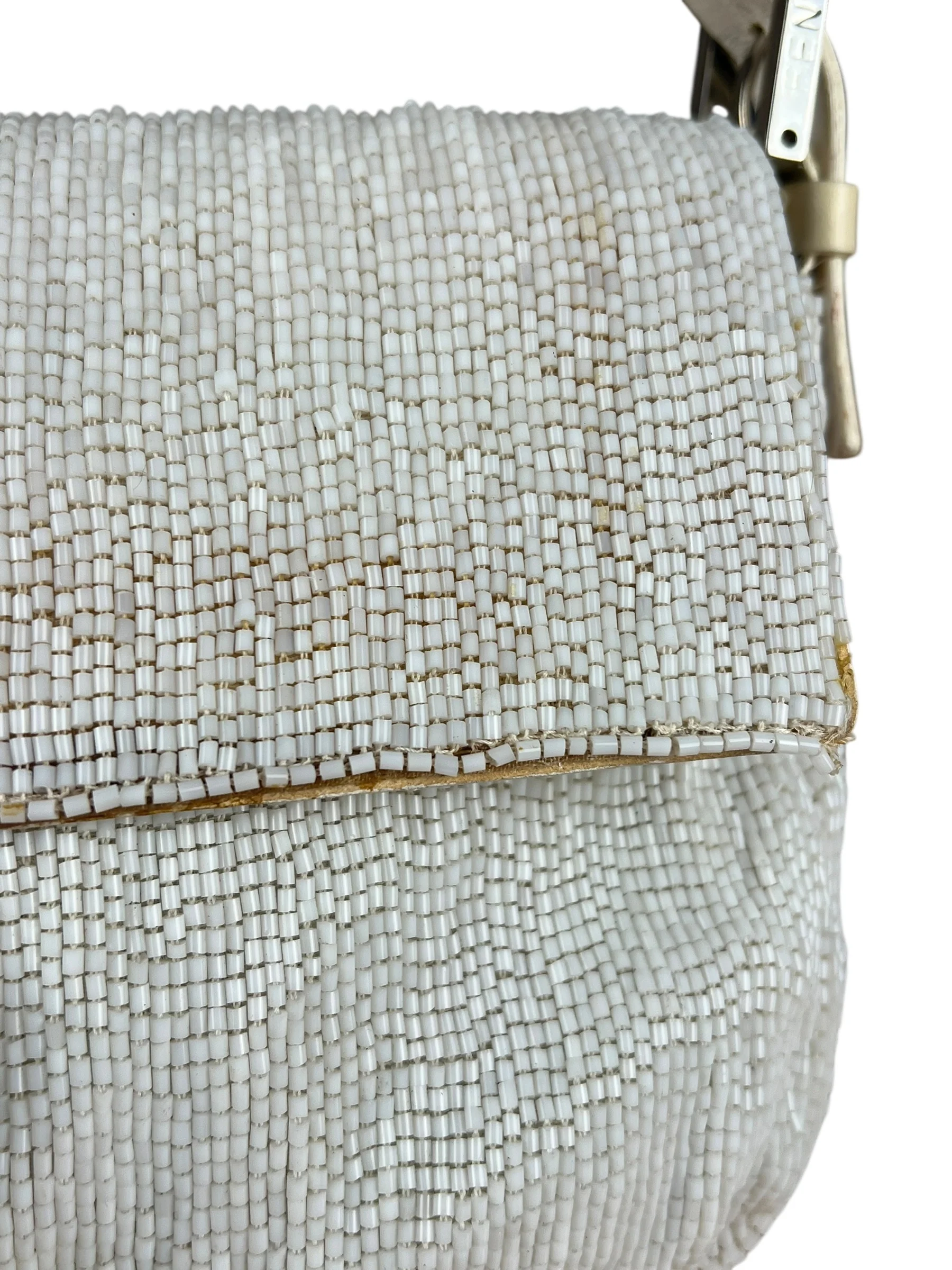 Fendi Vintage Beaded Baguette White - Image 17