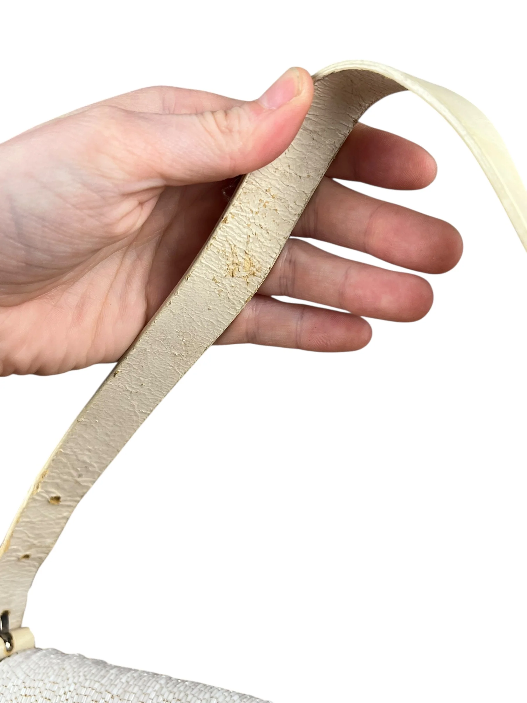 Fendi Vintage Beaded Baguette White - Image 6