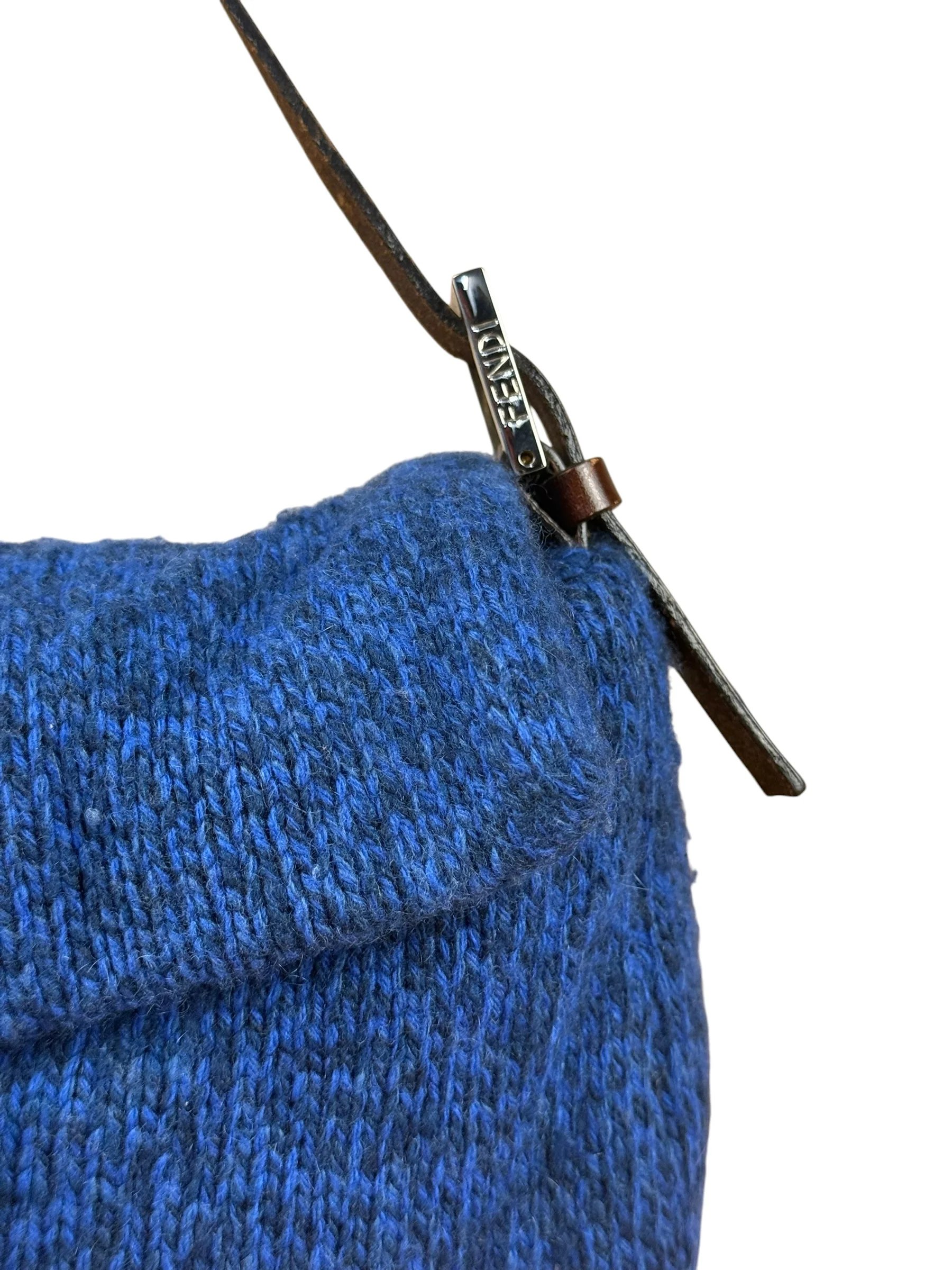 Fendi Vintage Blue Cashmere Baguette - Image 4
