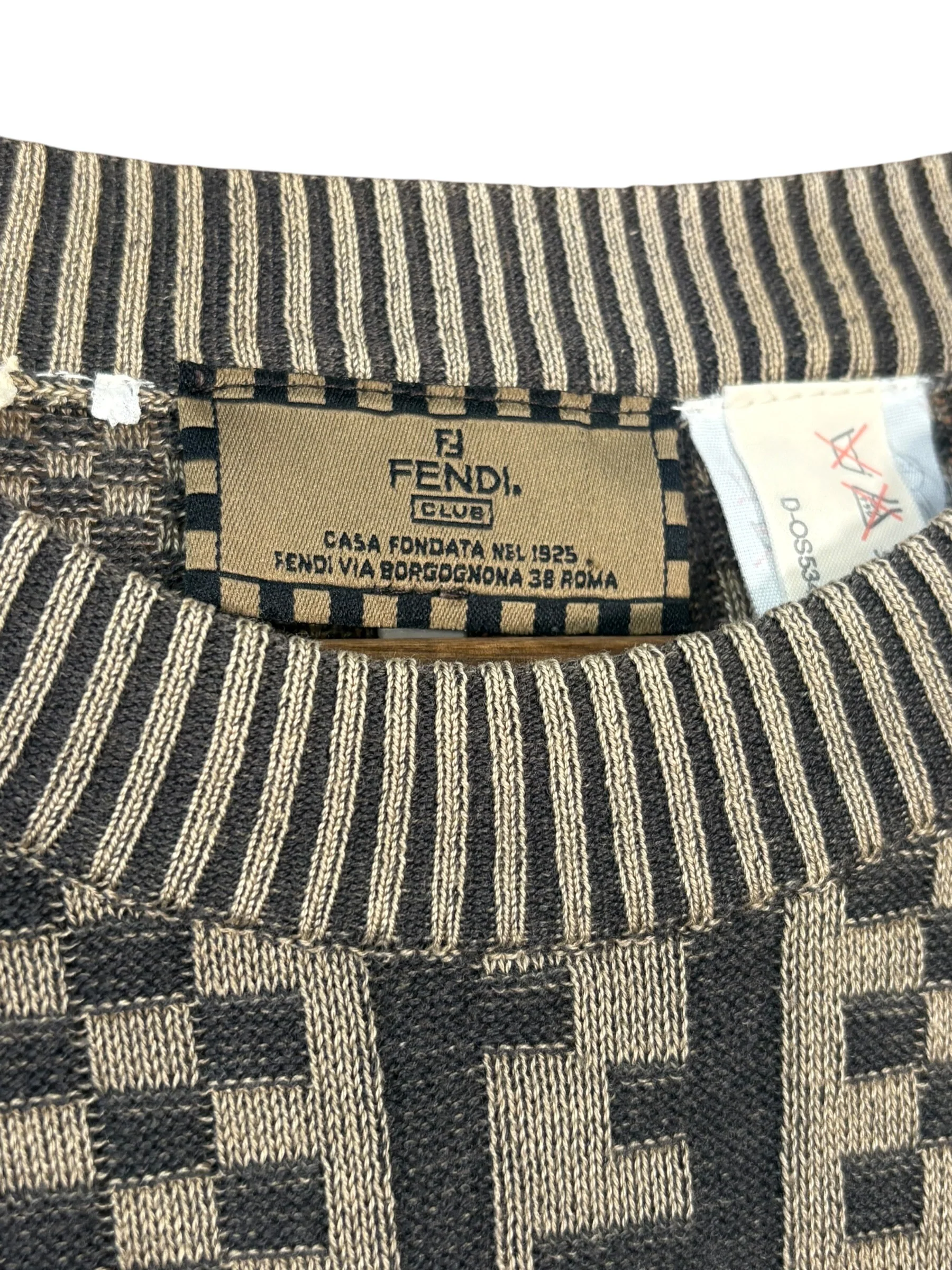 Fendi Vintage Brown FF Checkered Sweater - Image 4