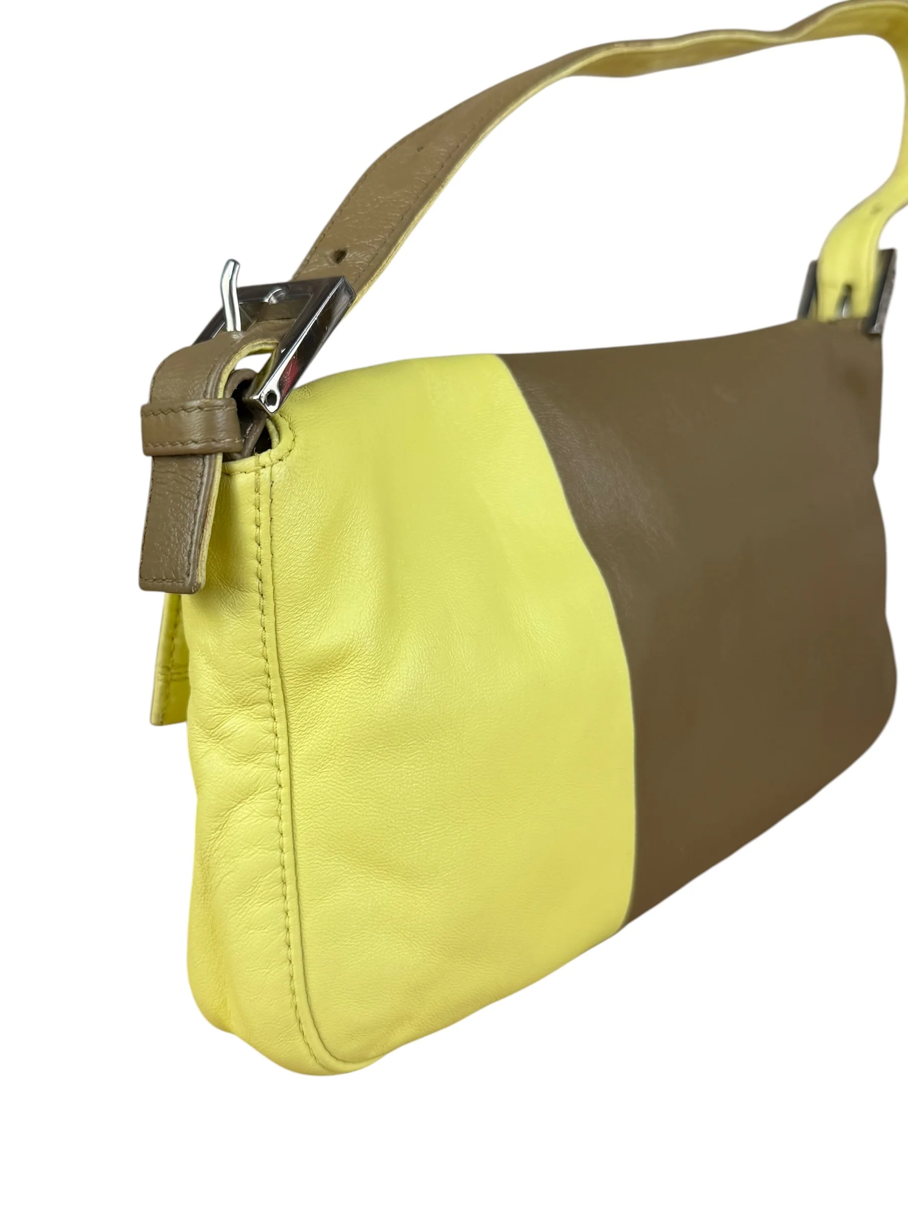 Fendi Yellow Wave Buckle Leather Baguette - Image 11