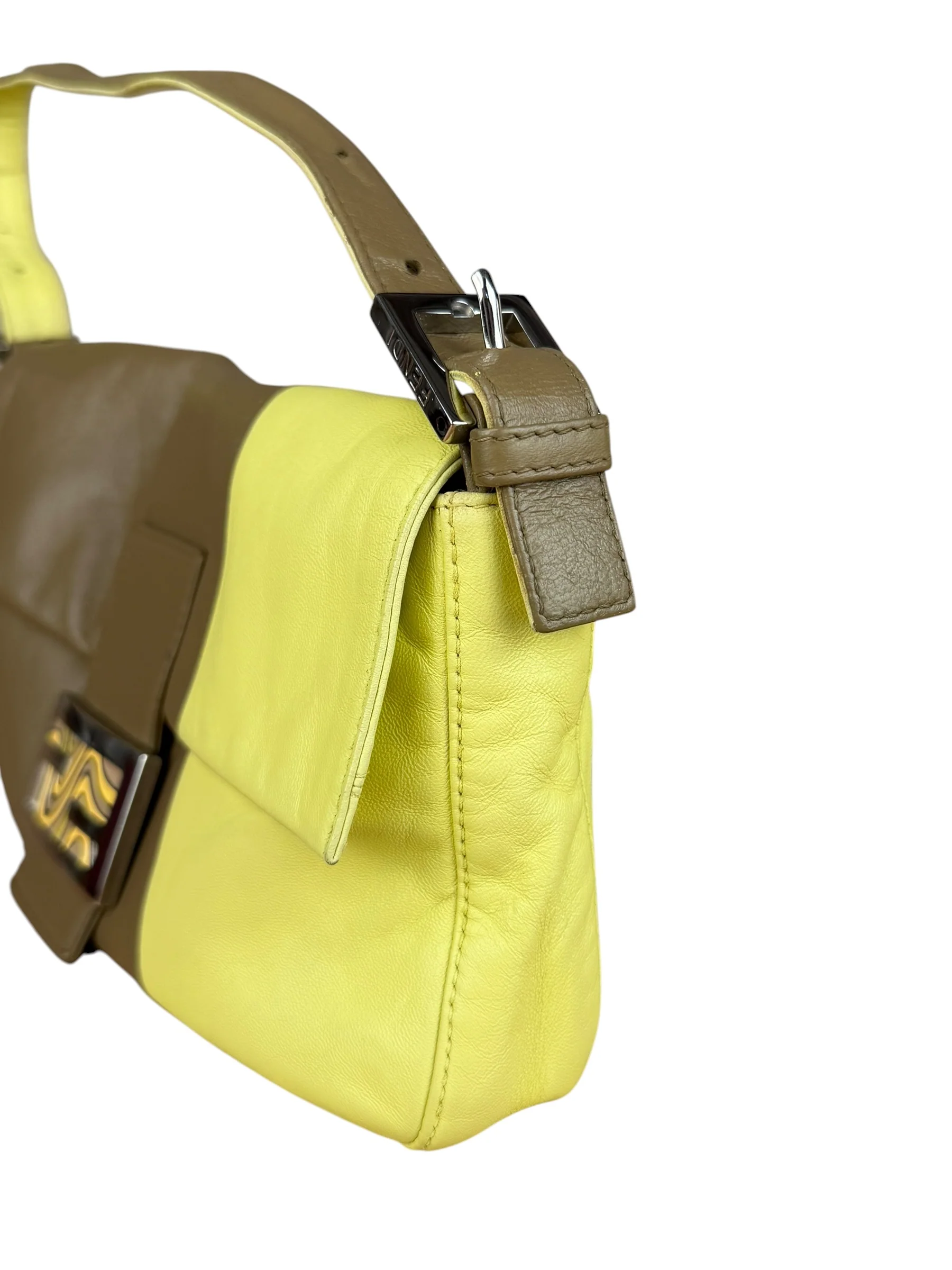 Fendi Yellow Wave Buckle Leather Baguette - Image 12