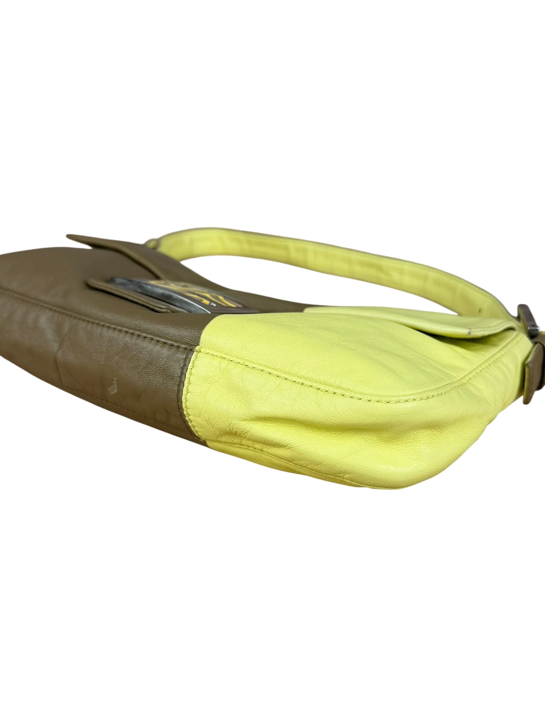 Fendi Yellow Wave Buckle Leather Baguette - Image 13