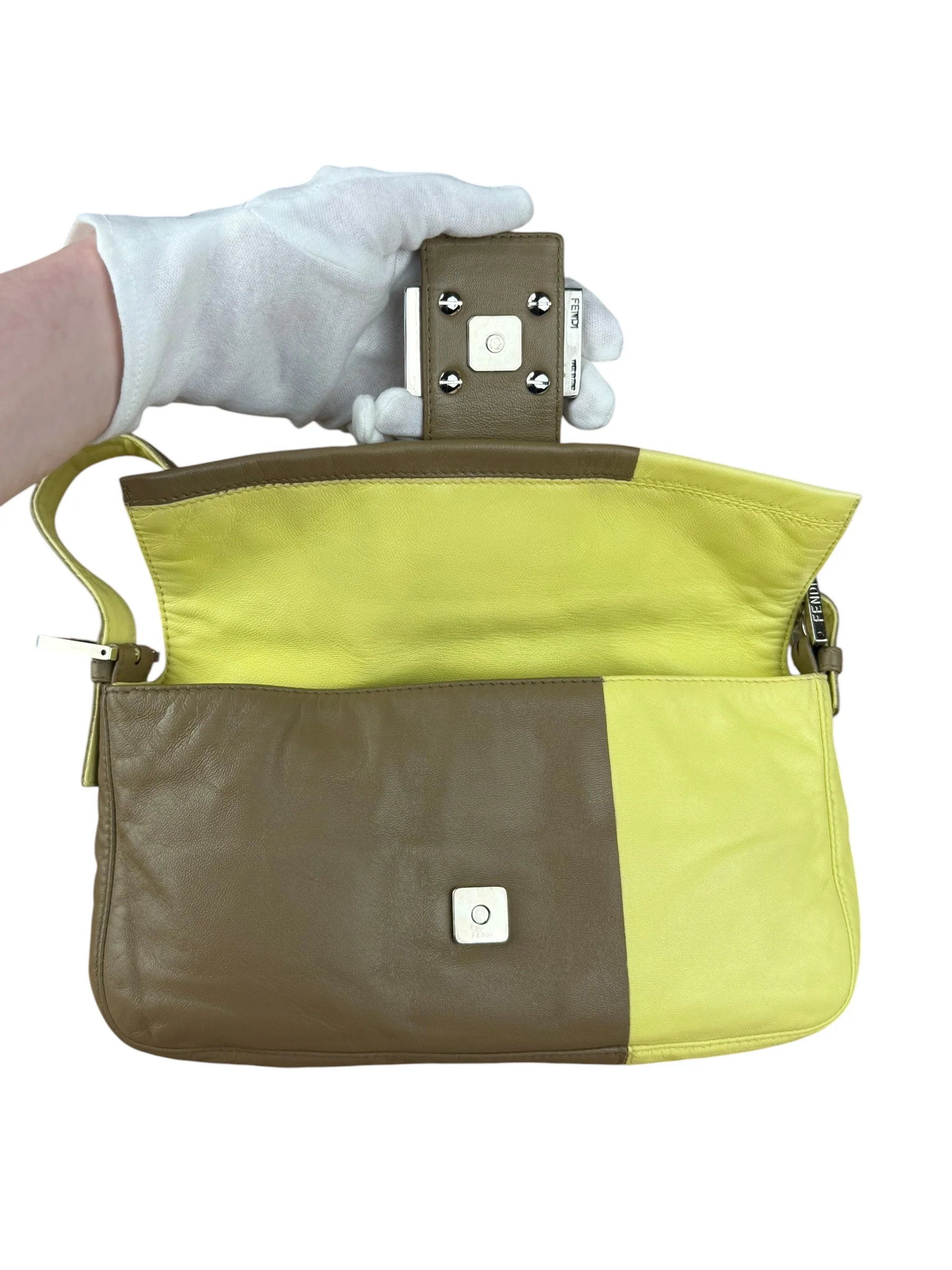 Fendi Yellow Wave Buckle Leather Baguette - Image 17